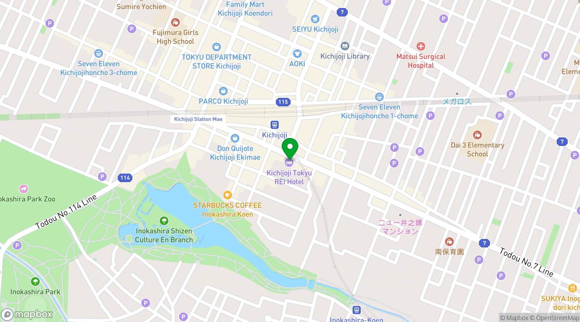 Map showing Kichijoji Tokyu Rei Hotel