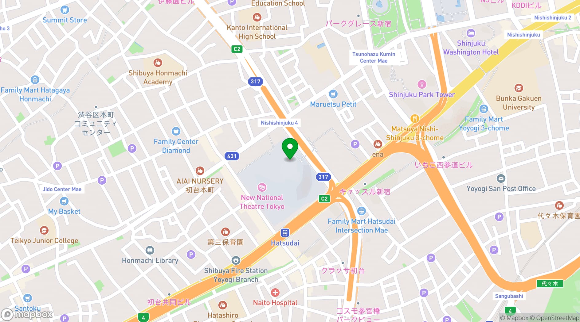 Map showing Tokyo Opera City