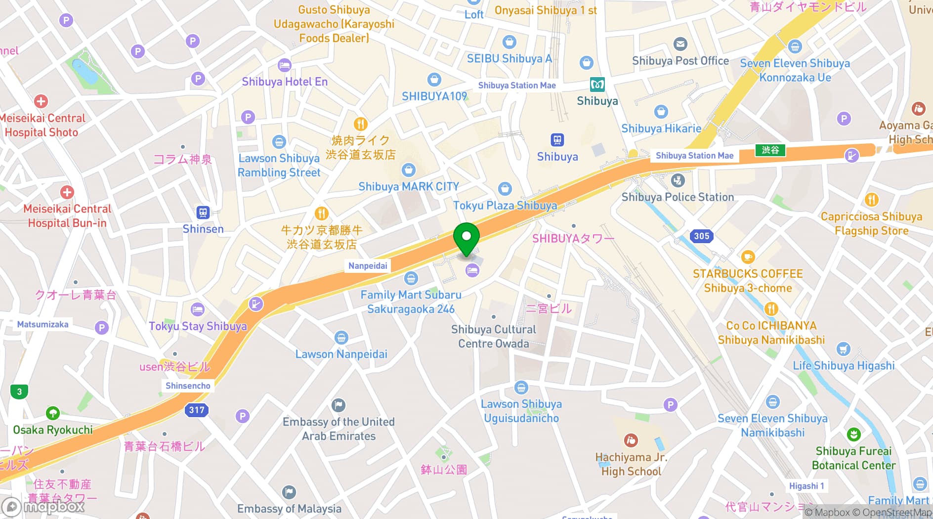 Map showing Towers Bar "Bellovisto"
