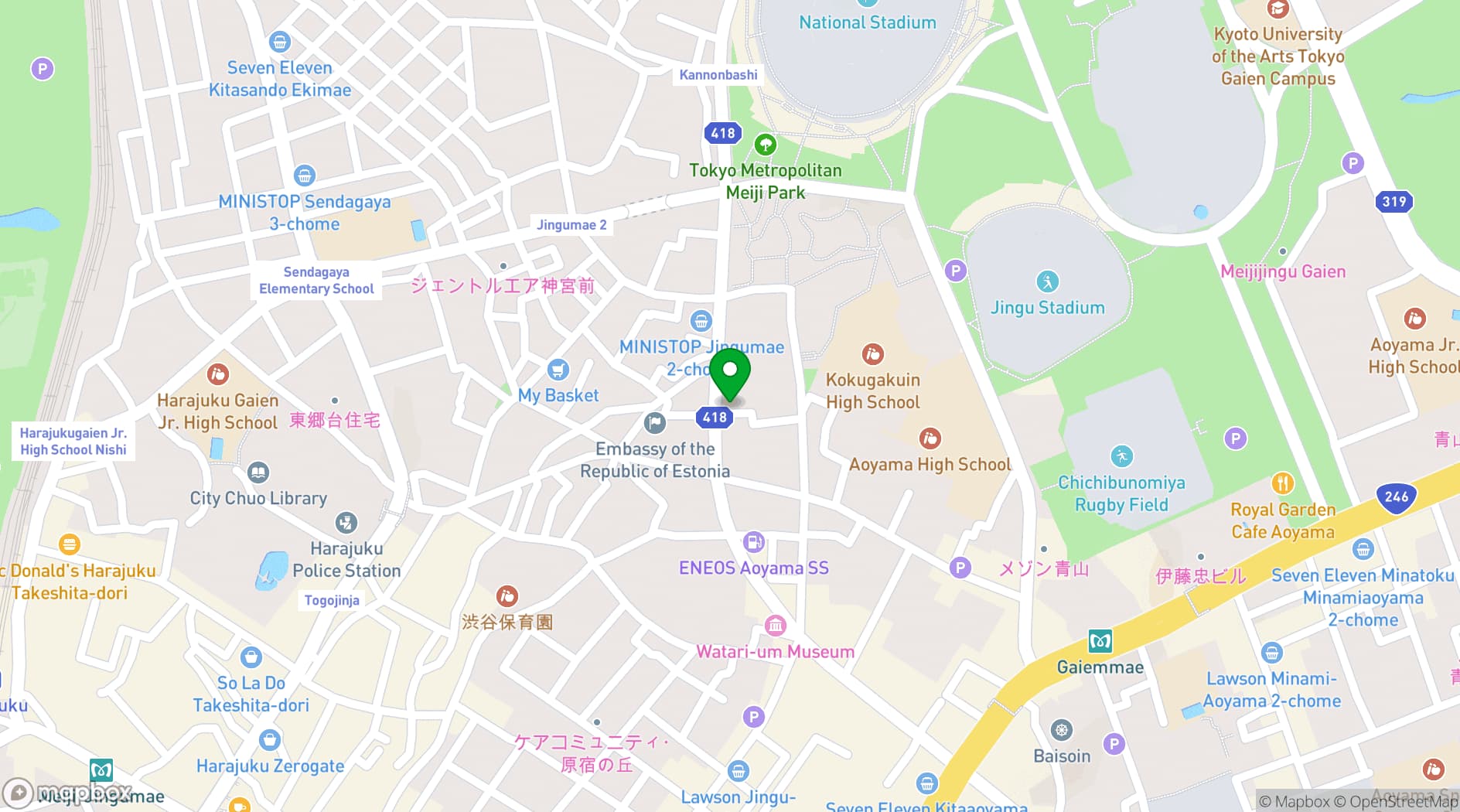 Map showing Jimbocho Den