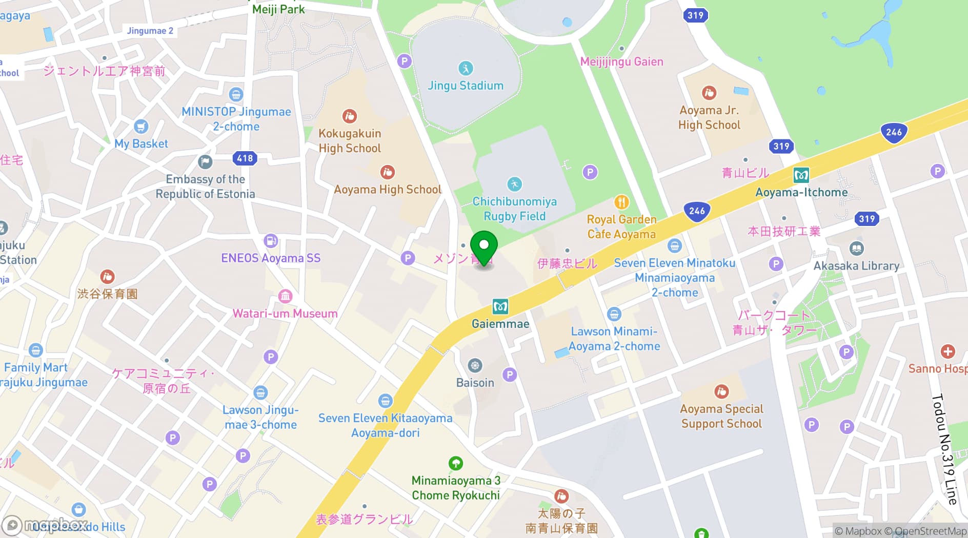 Map showing Hotel Allamanda Aoyama