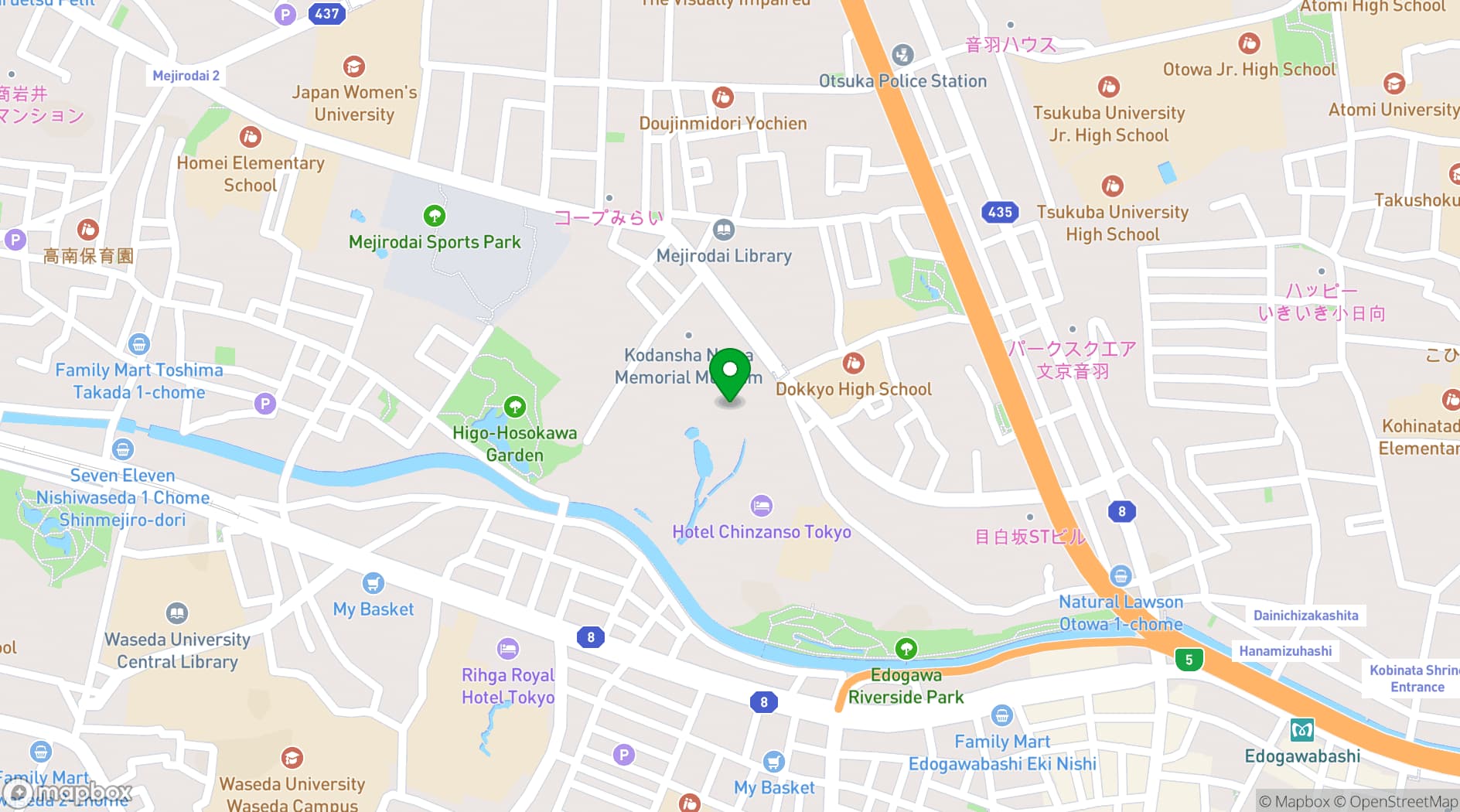 Map showing Hotel Chinzanso Tokyo