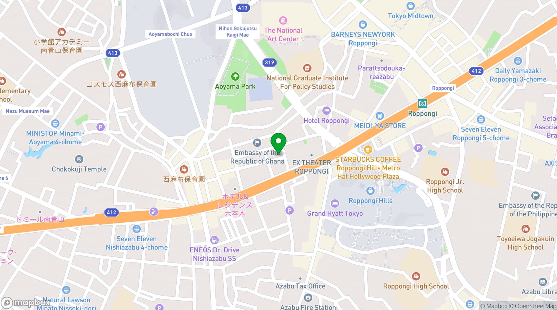 Map showing Auberge de L'Ill Tokyo