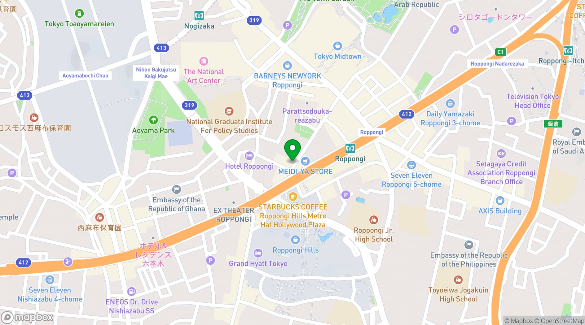 Map showing ACT HOTEL ROPPONGI