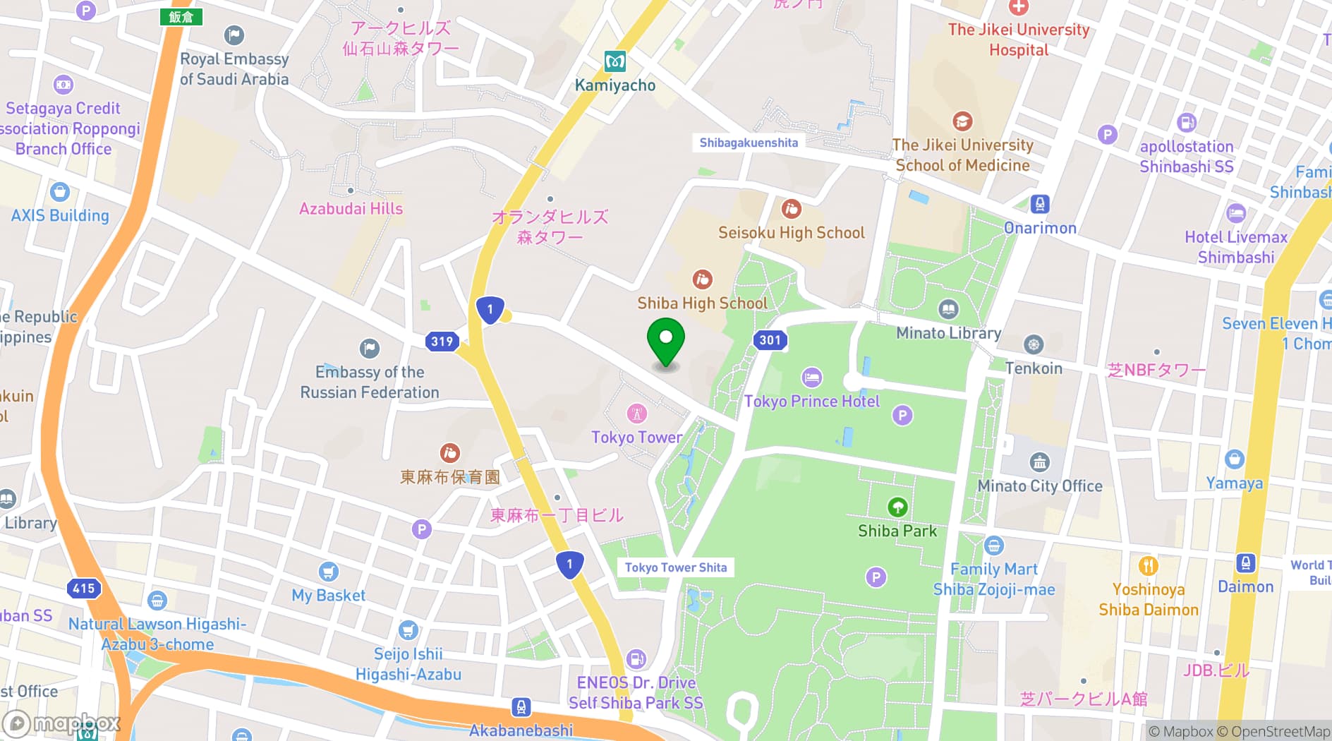 Map showing The Place of Tokyo