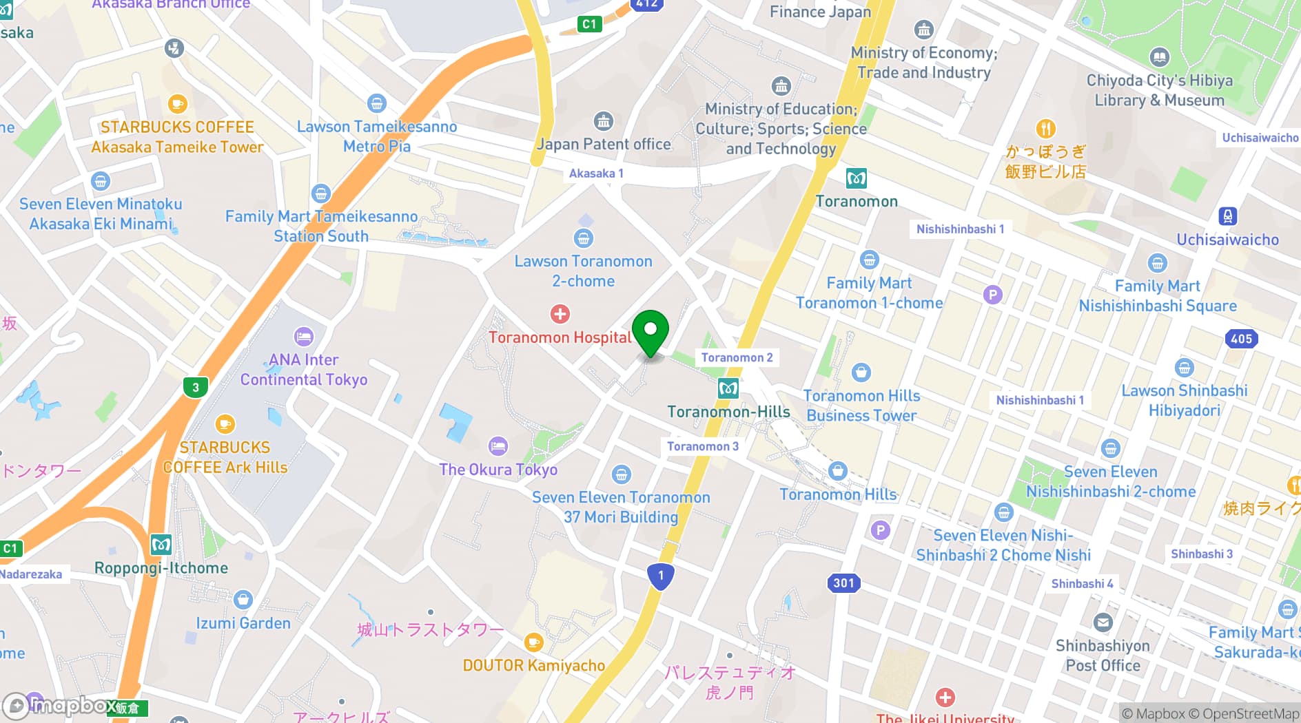 Map showing TOKYO NODE