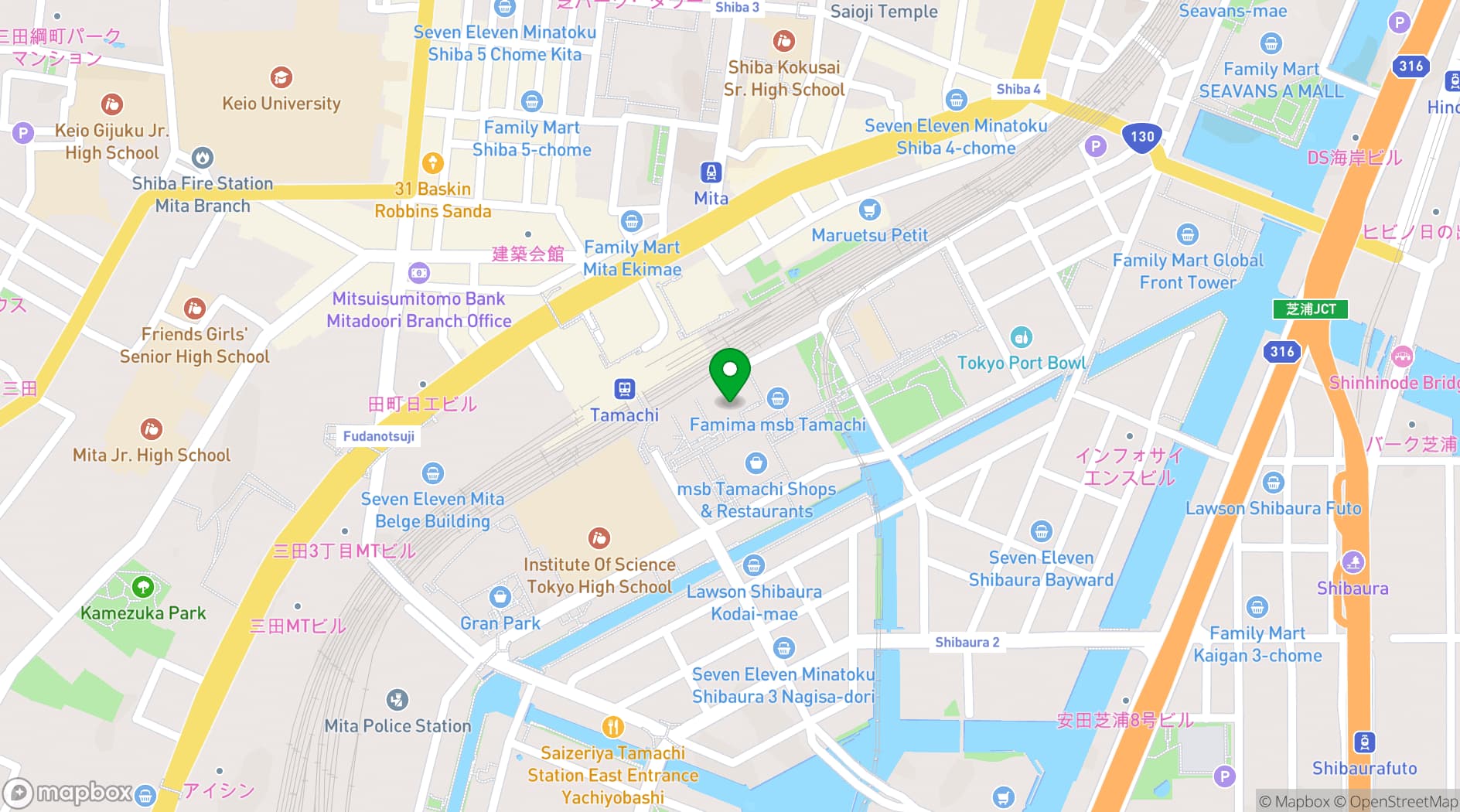Map showing Pullman Tokyo Tamachi