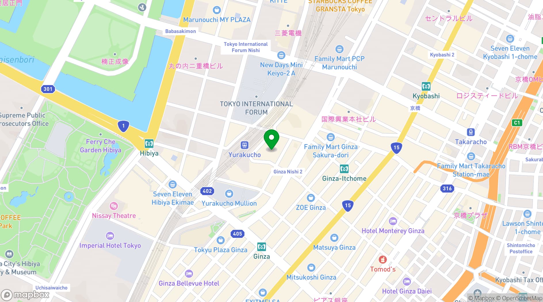 Map showing Tokyo Kotsu Kaikan