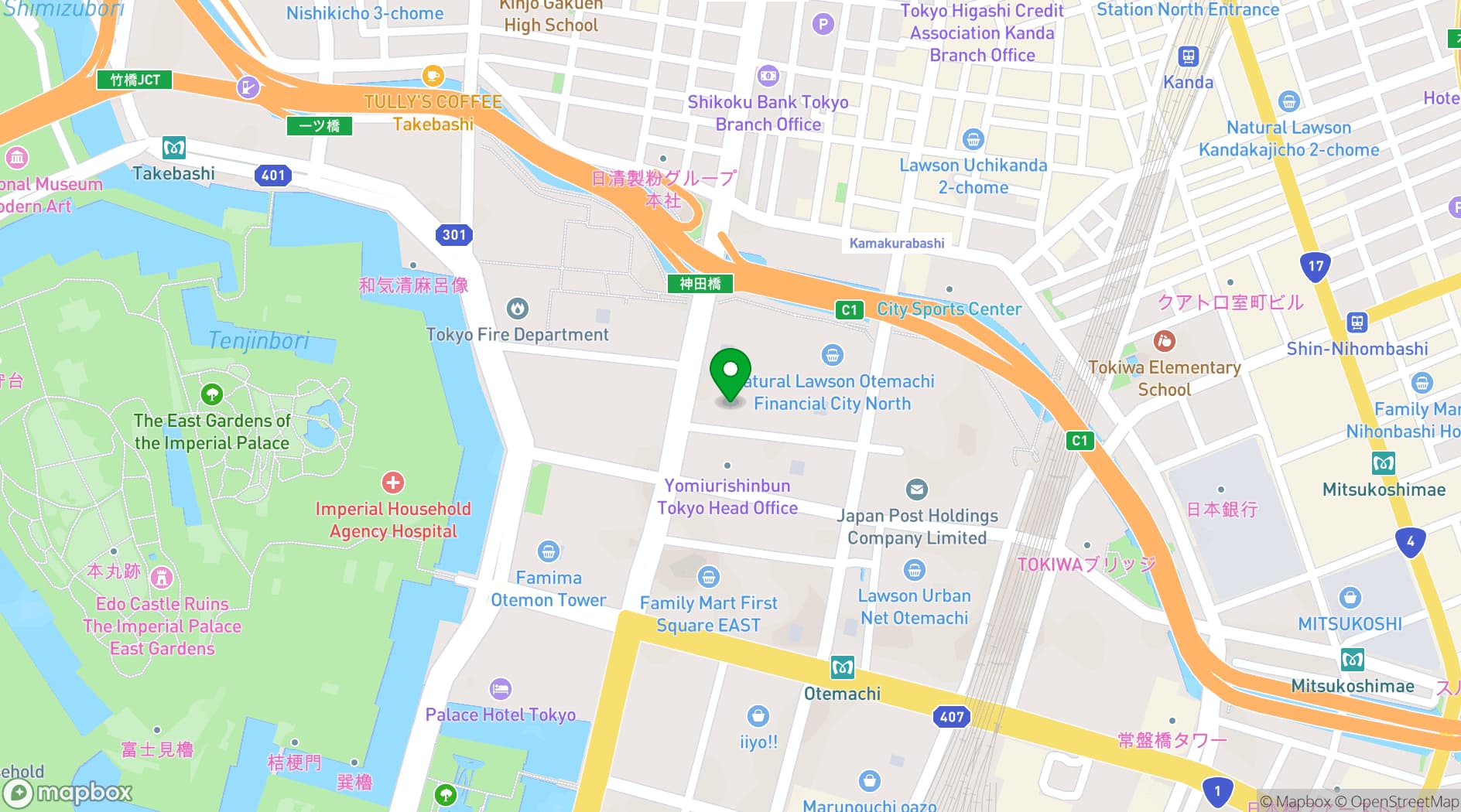Map showing Otemachi Place Conference Center