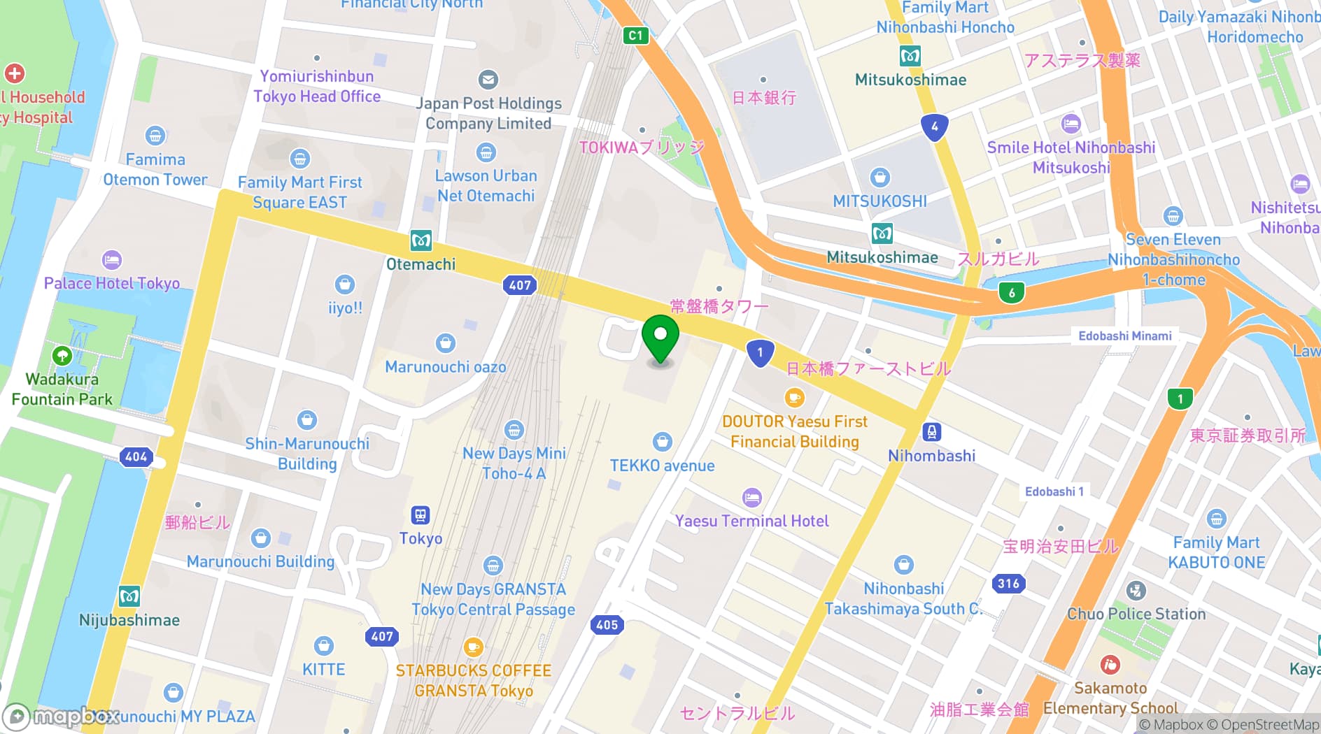Map showing XEX TOKYO