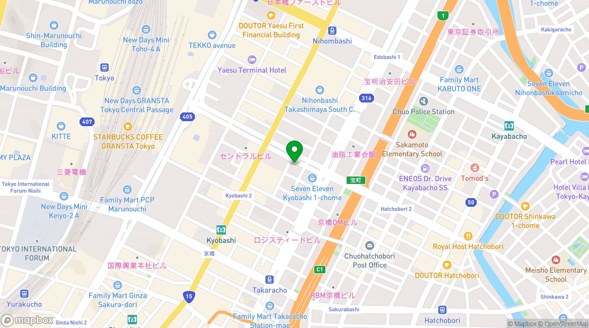 Map showing AP Tokyo Yaesu