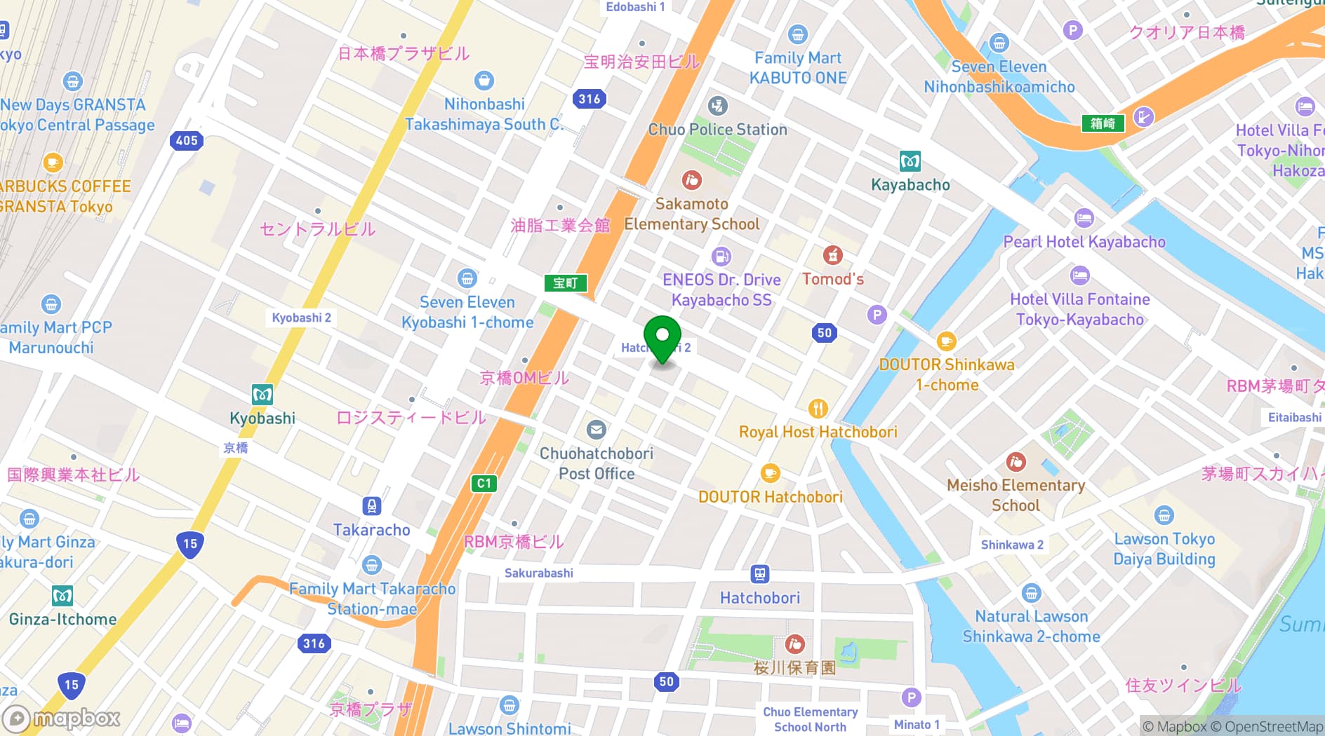 Map showing Hotel Yaenomidori Tokyo