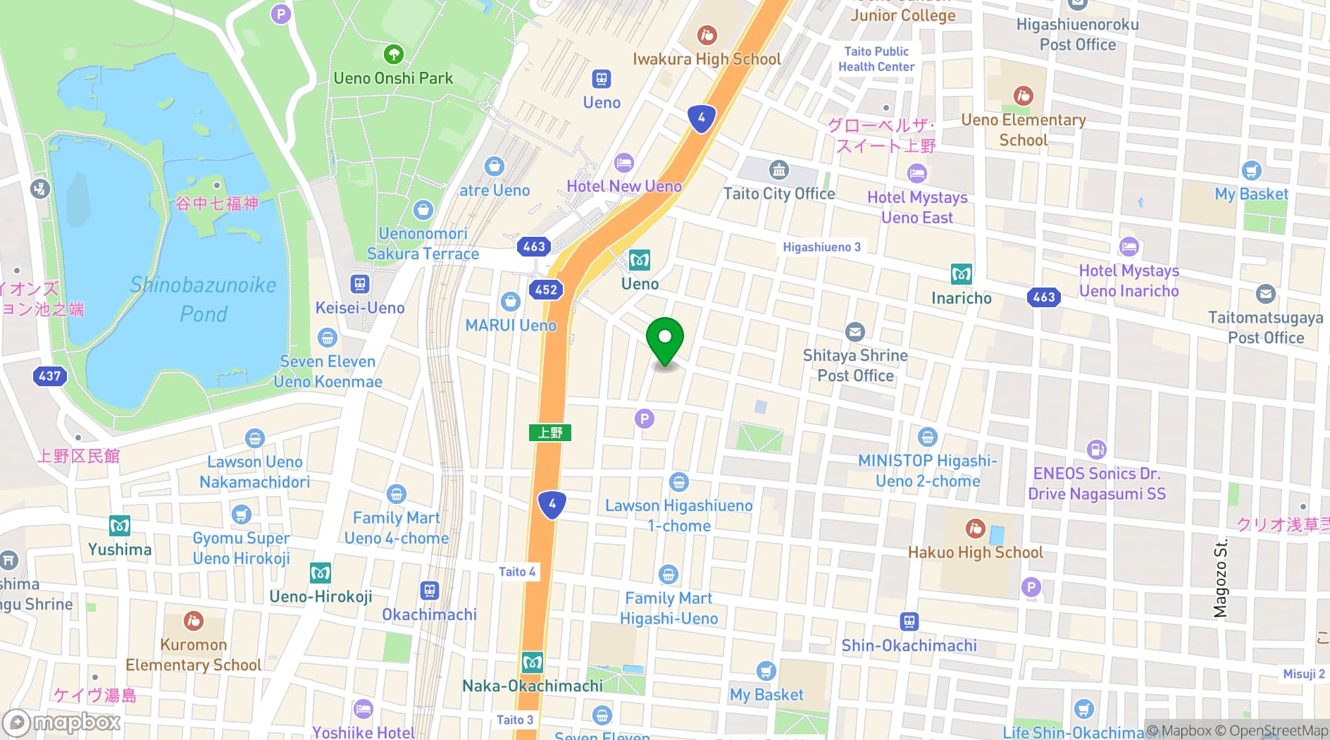 Map showing NOHGA HOTEL UENO TOKYO