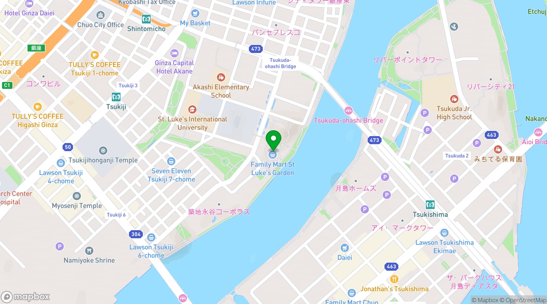 Map showing Ginza Creston