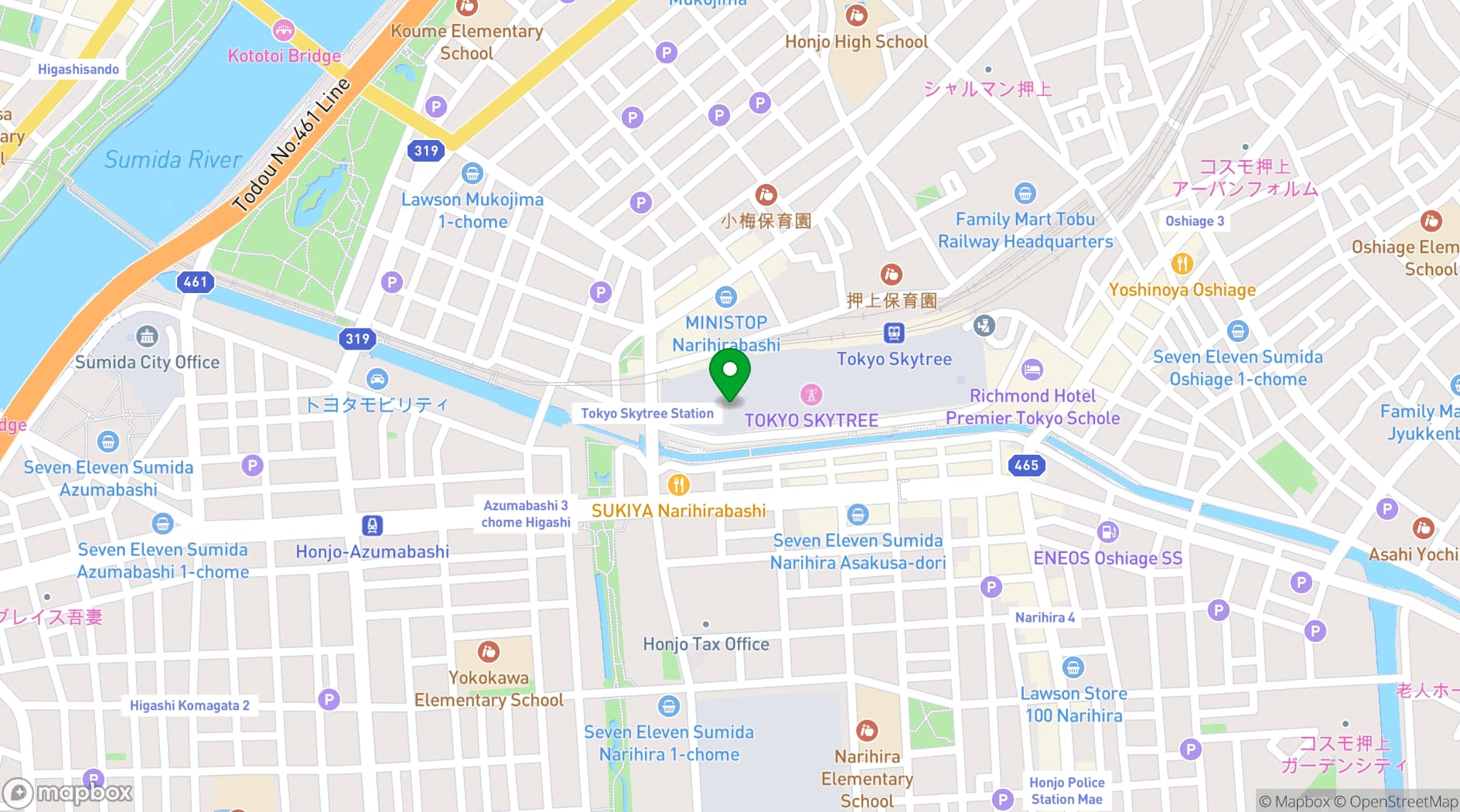 Map showing Sumida Aquarium