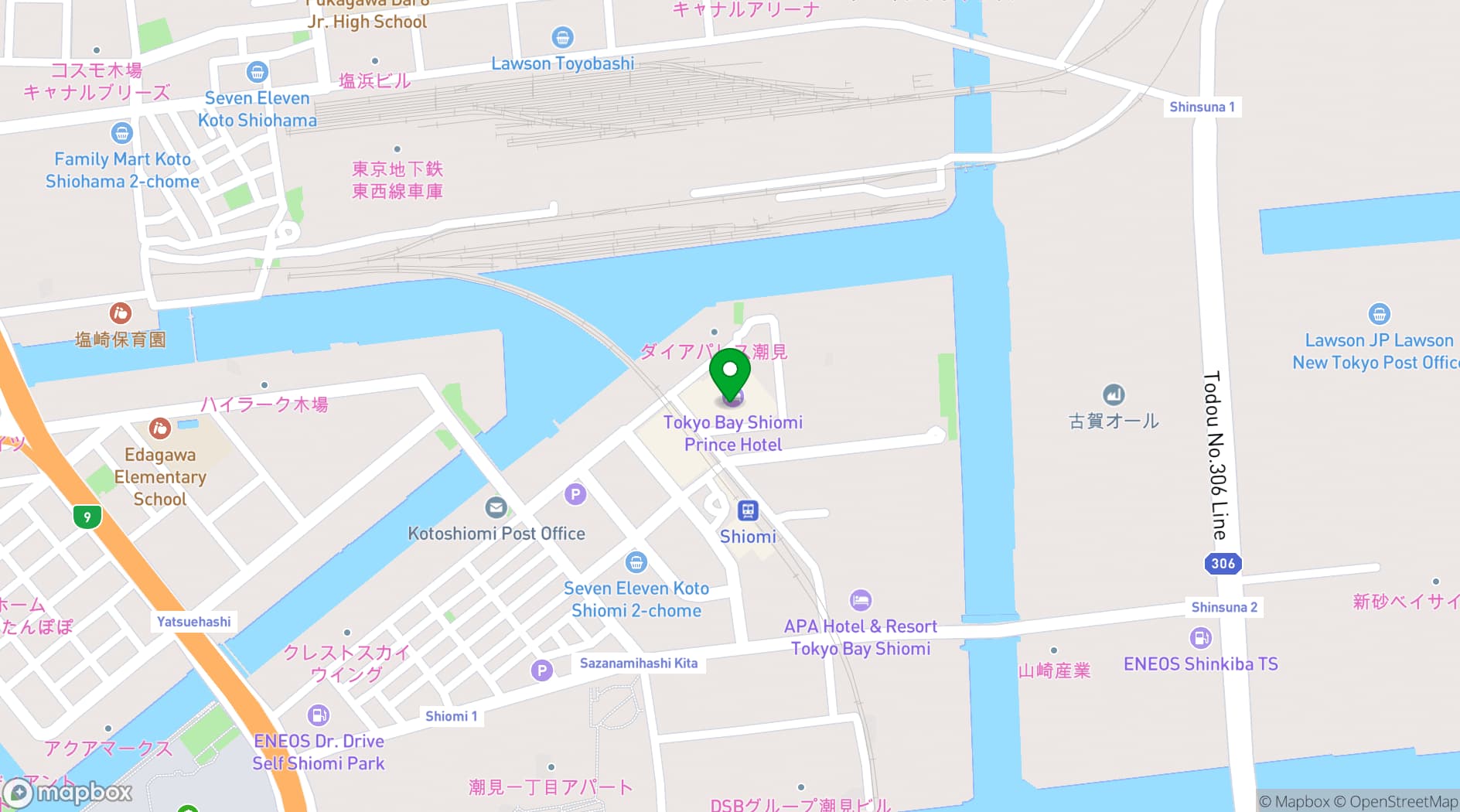 Map showing Tokyo Bay Shiomi Prince Hotel