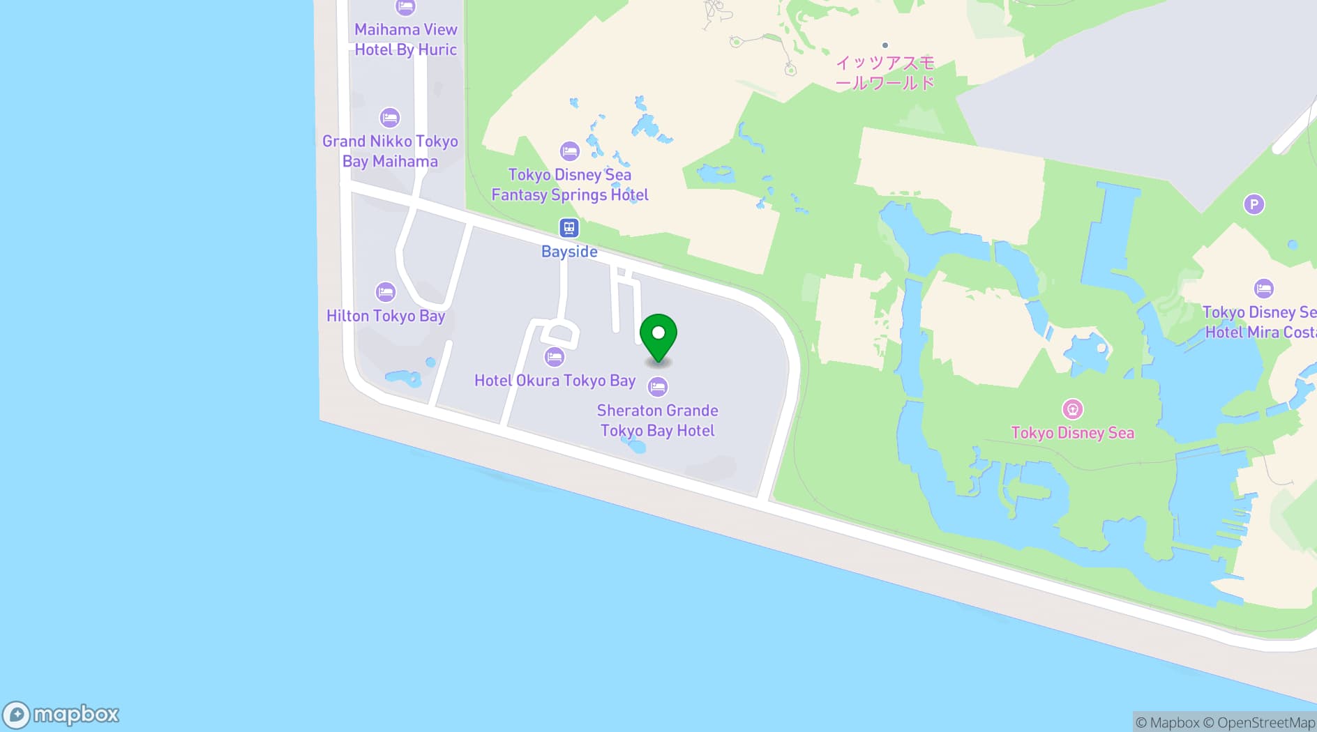 Map showing Sheraton Grande Tokyo Bay Hotel