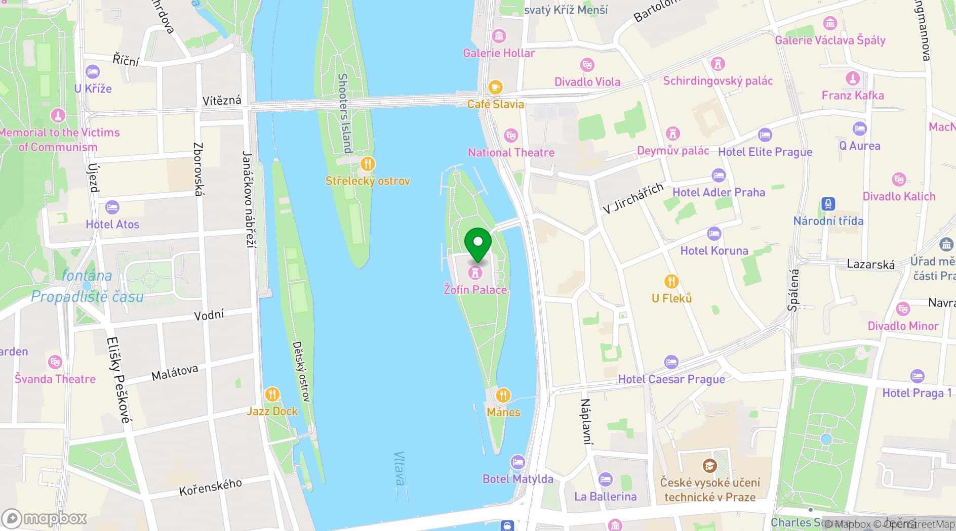 Map showing Žofín Palace