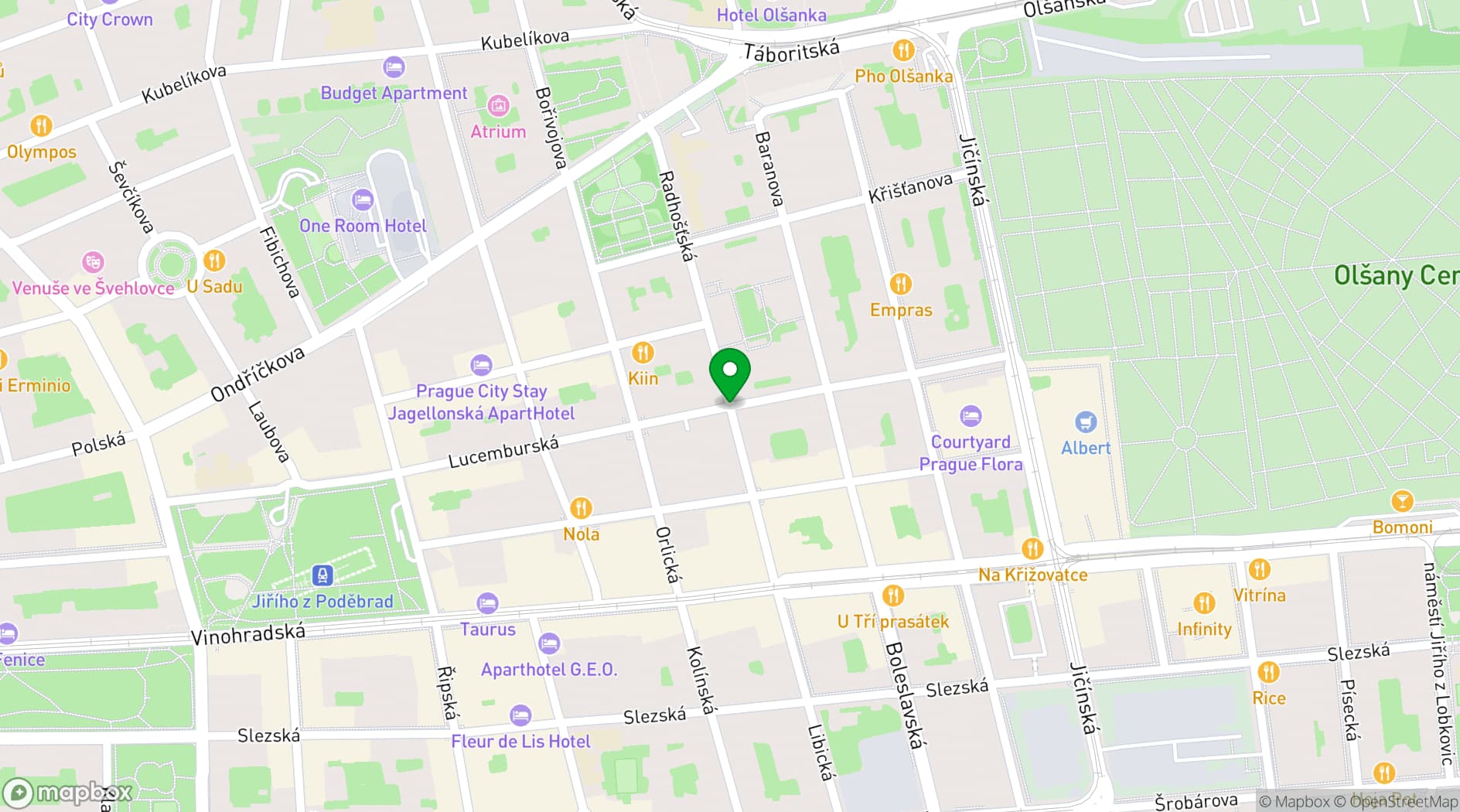 Map showing Courtyard by Marriott Prague