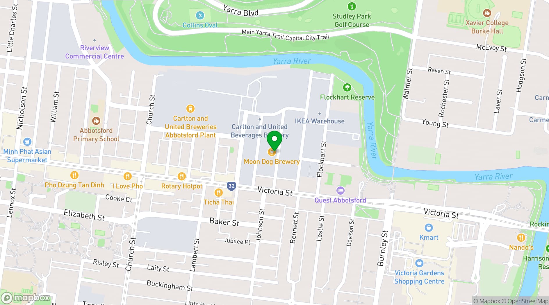 Map showing Moon Dog Craft Brewery