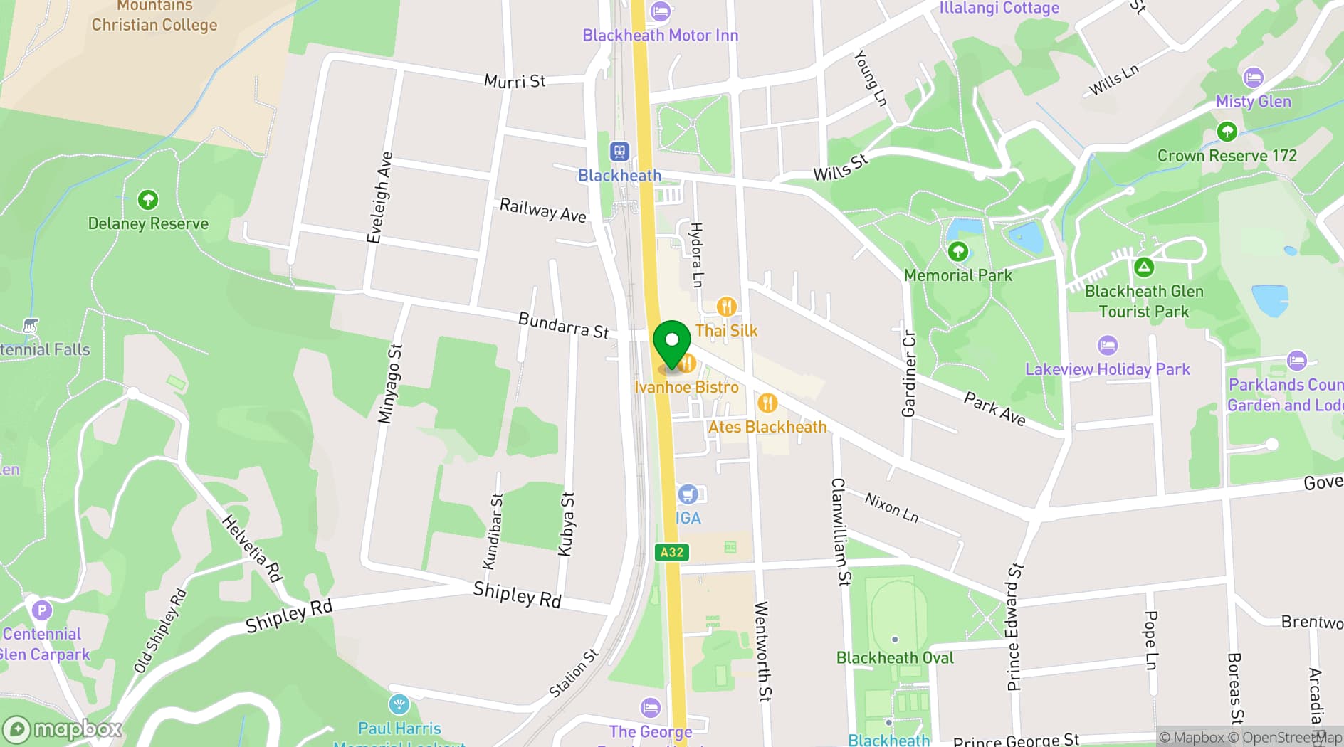 Map showing New Ivanhoe Hotel