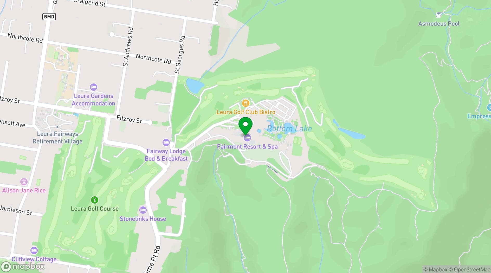Map showing Fairmont Resort Blue Mountains