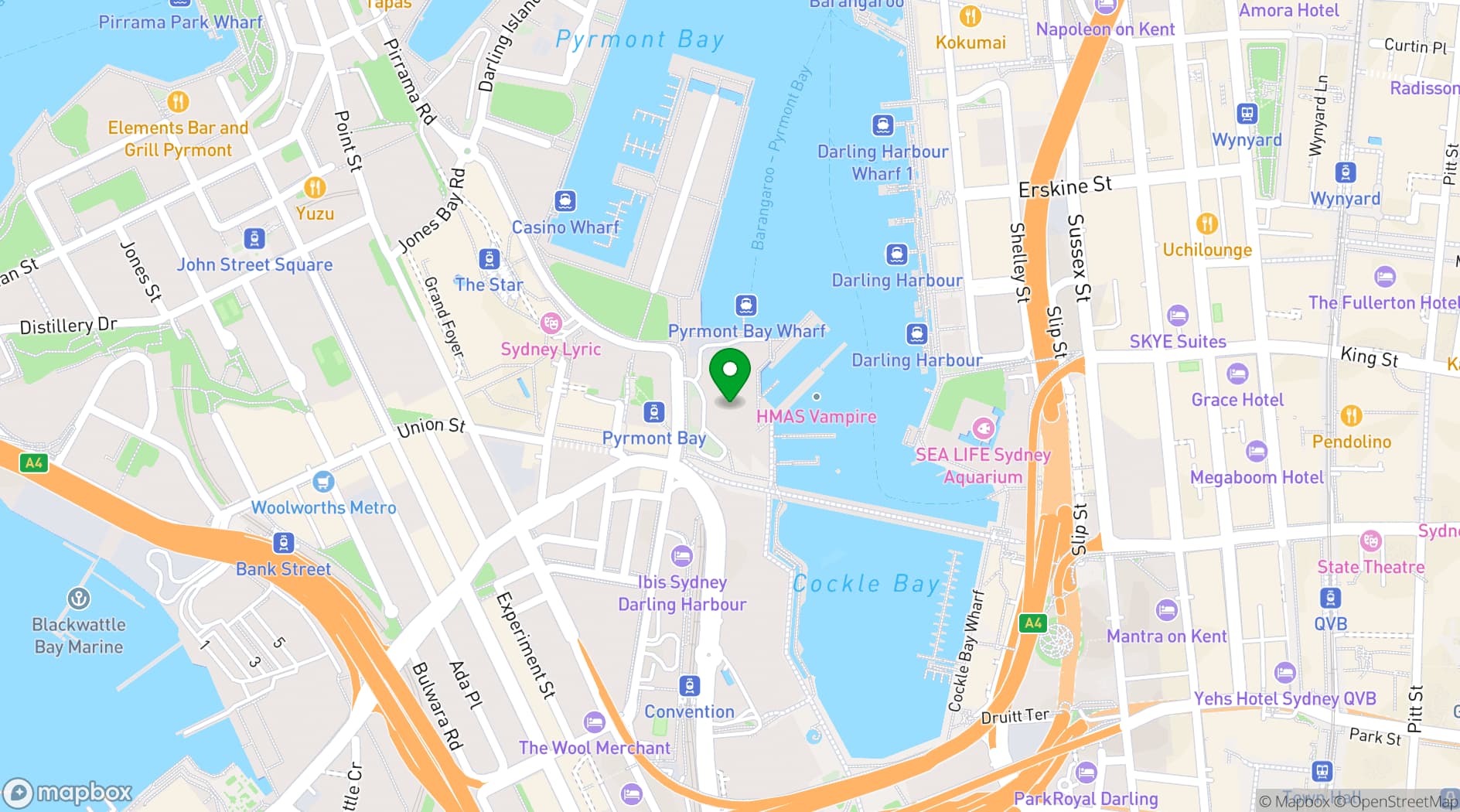 Map showing Australian National Maritime Museum