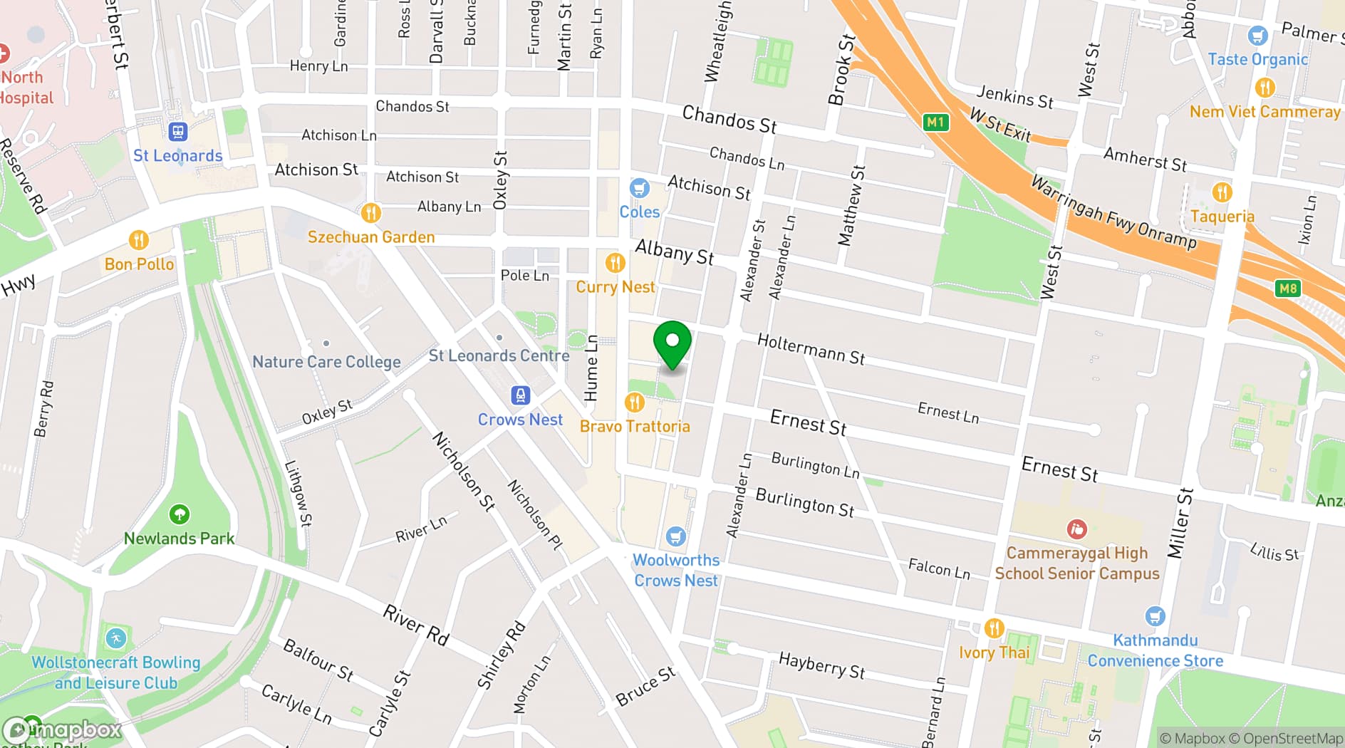 Map showing Crows Nest Centre