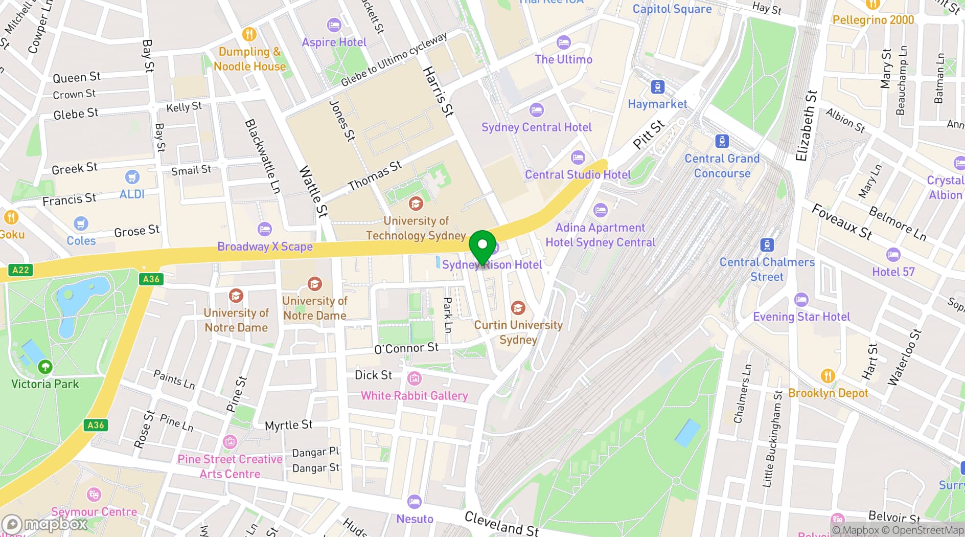 Map showing Olio Kensington Street