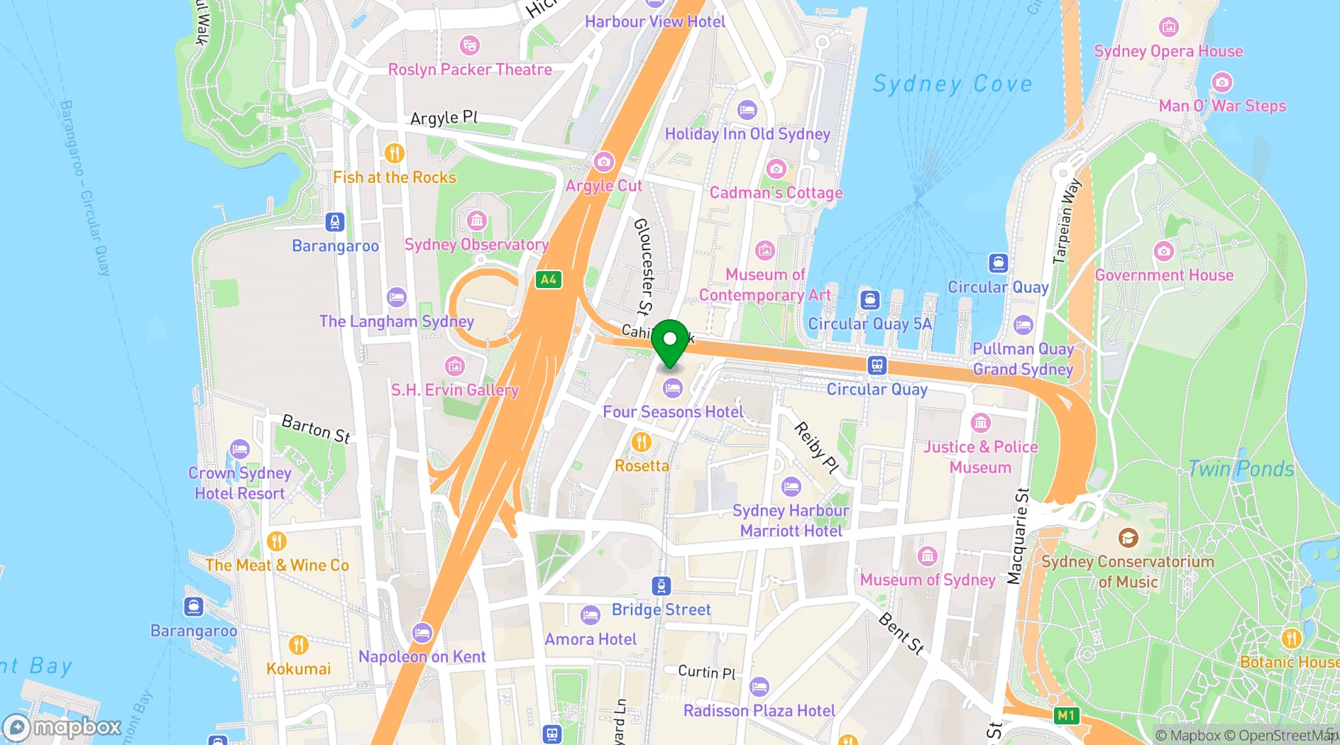 Map showing Four Seasons Hotel Sydney