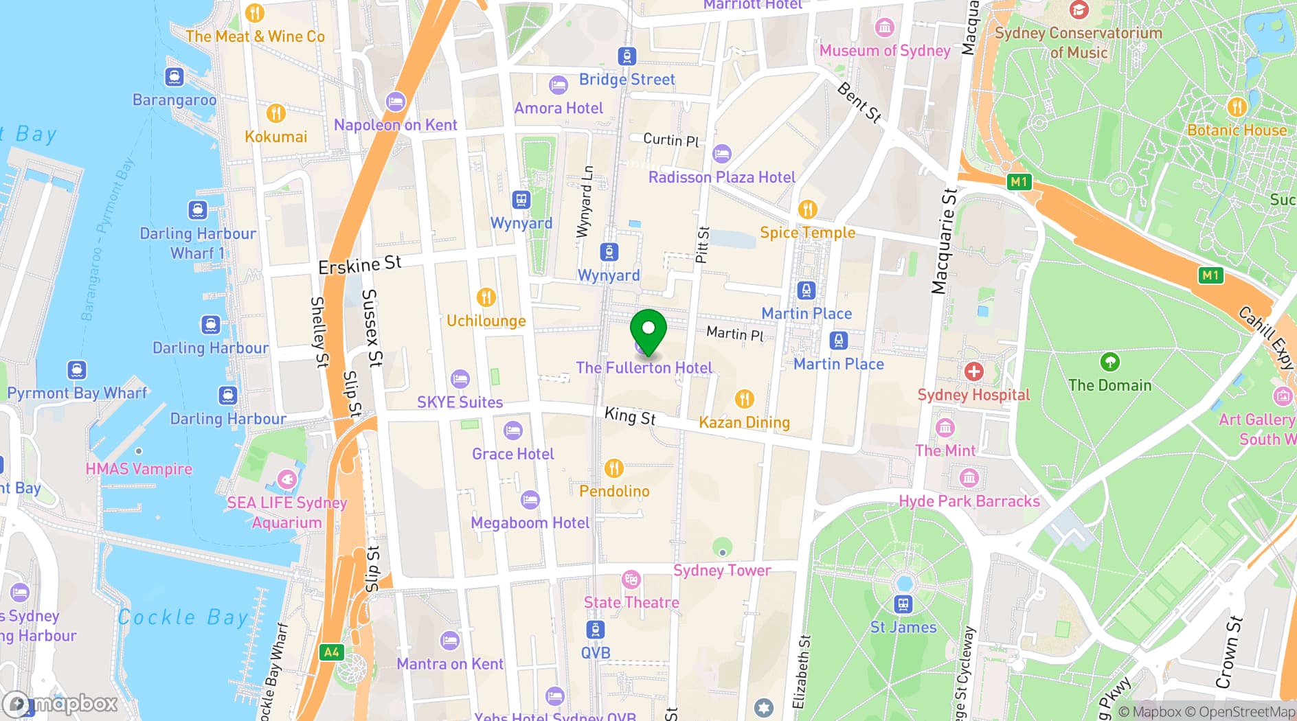 Map showing The Fullerton Hotel Sydney