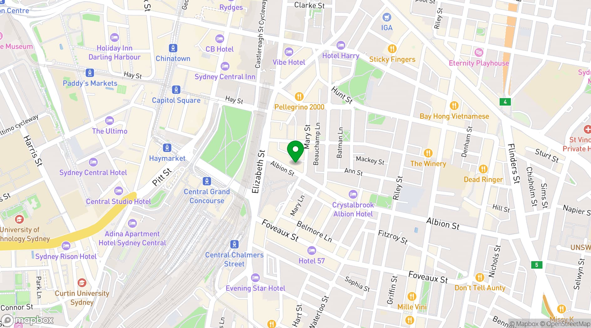 Map showing The Surry Rooftop