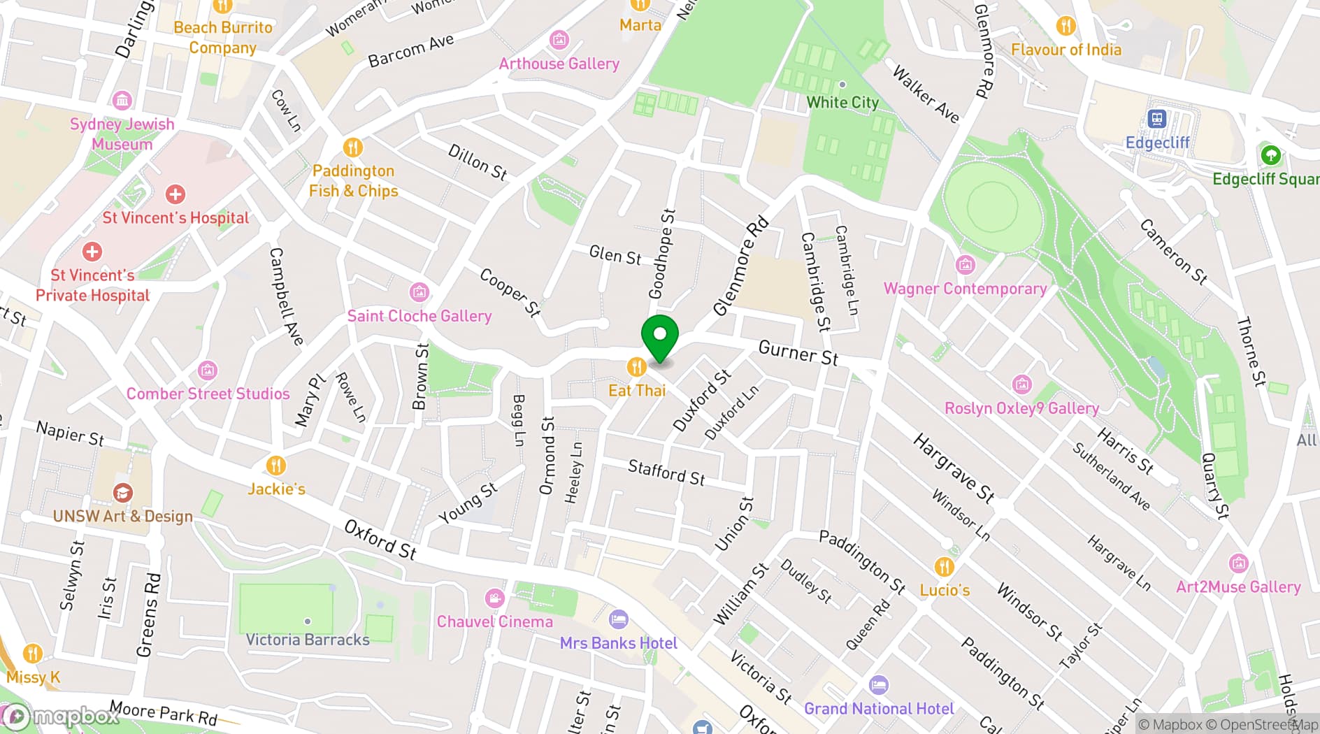 Map showing The Royal Hotel Paddington