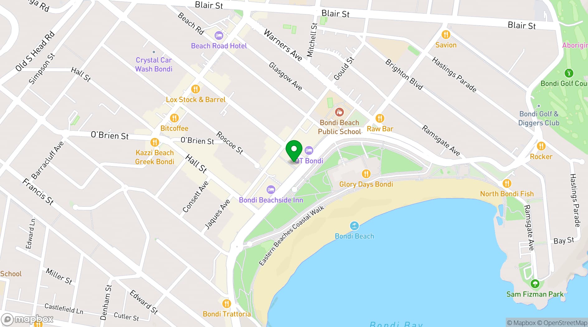 Map showing Hotel Bondi