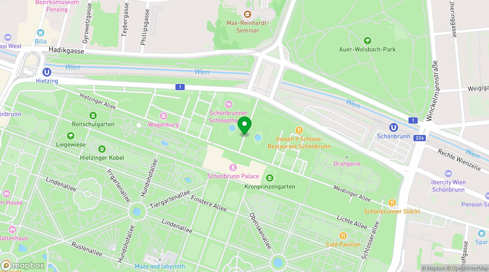 Map showing Schloss Schönbrunn
