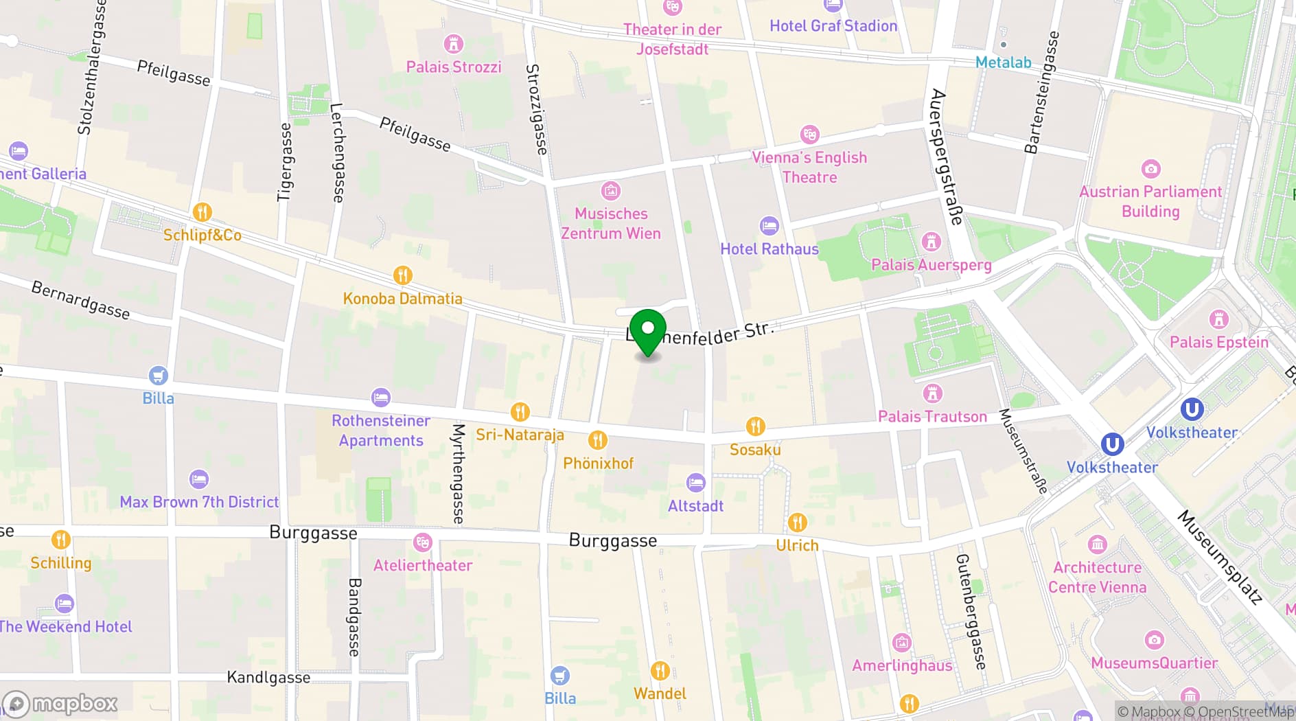 Map showing novum Lerchenfelder Straße