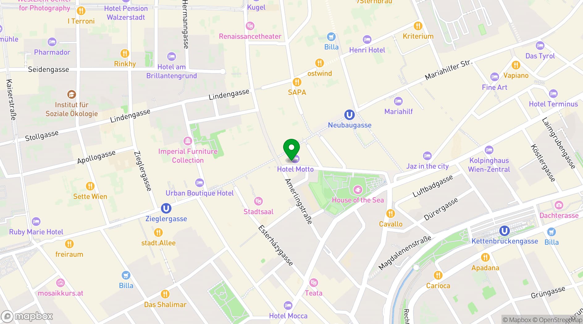 Map showing Hotel Motto