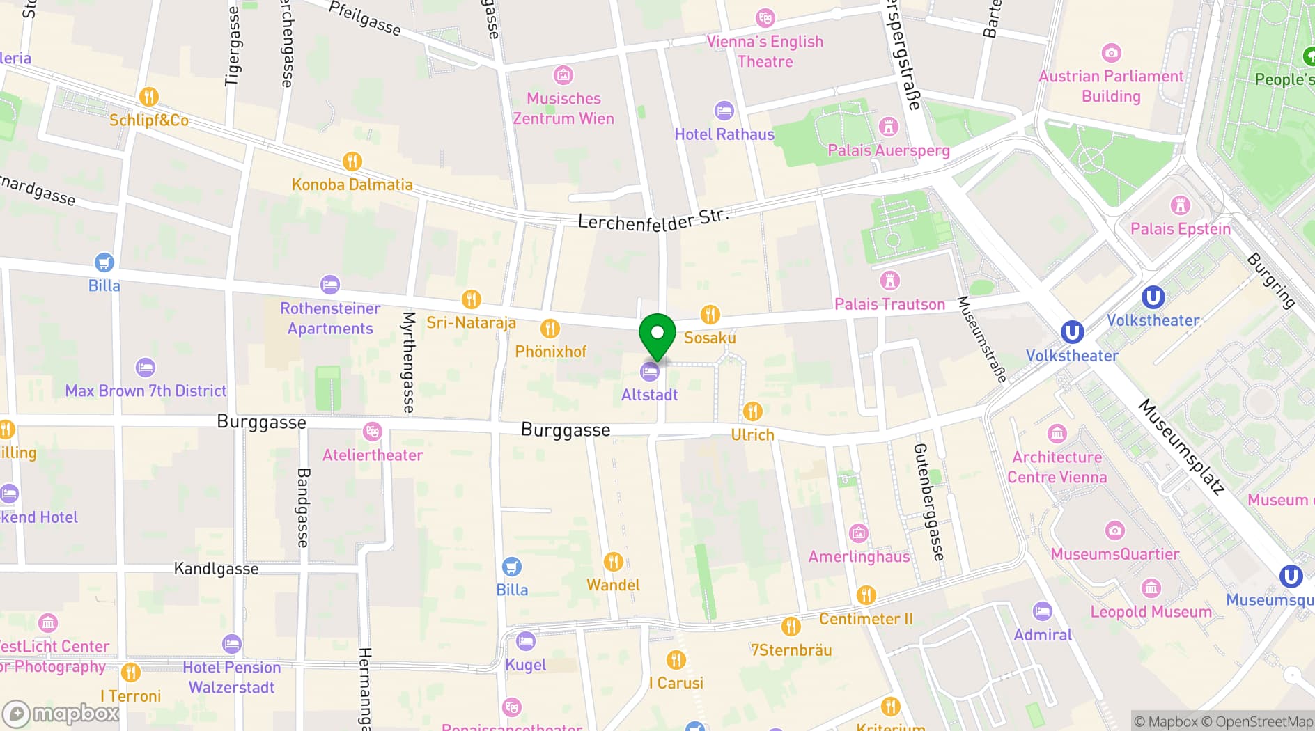 Map showing Altstadt Vienna