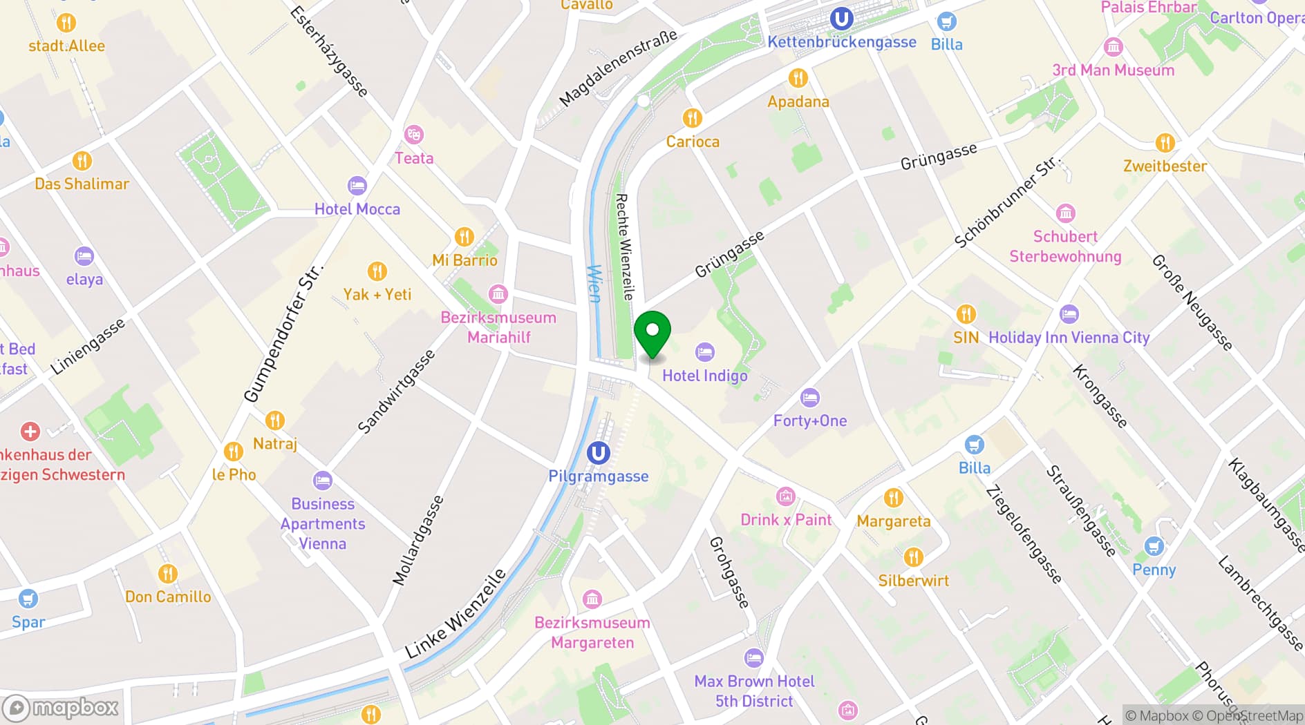 Map showing Hotel Indigo Vienna - Naschmarkt