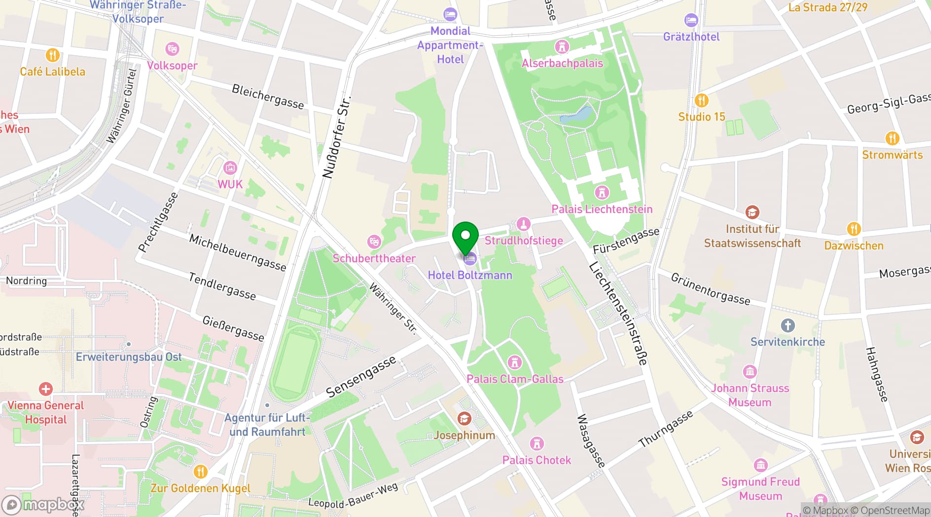 Map showing Hotel Boltzmann