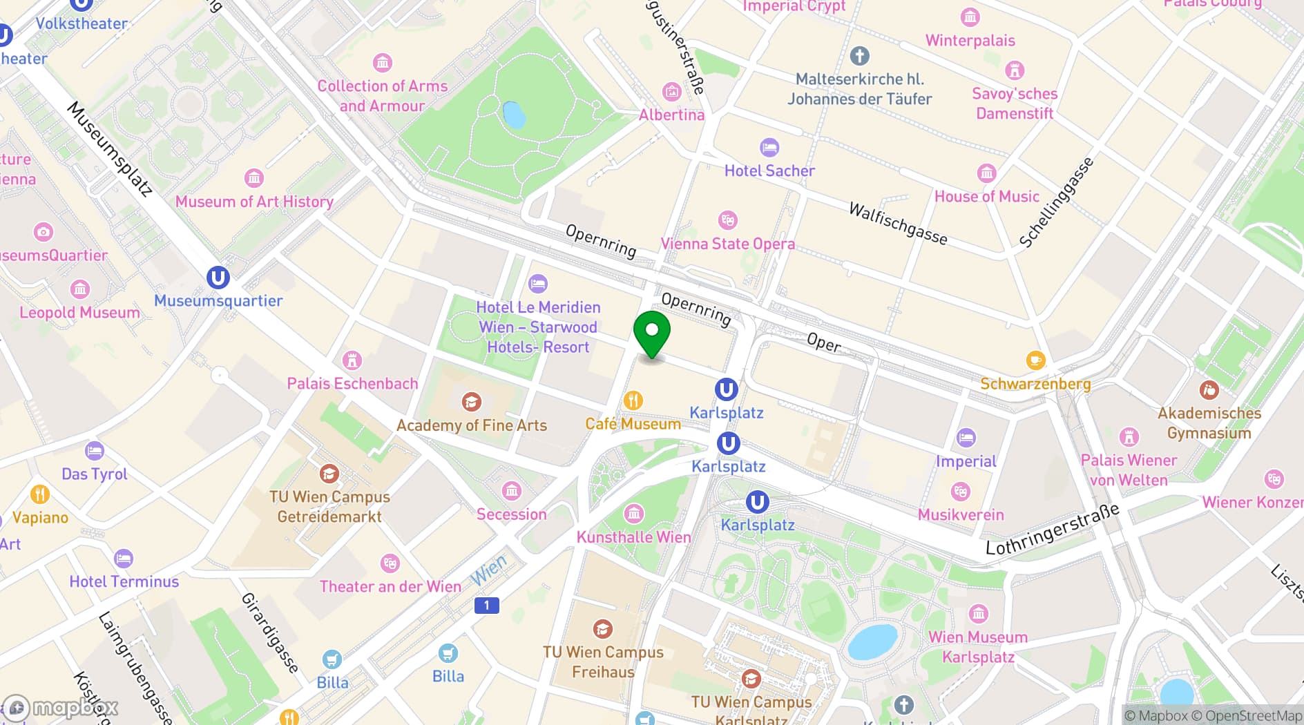 Map showing Vienna State Opera