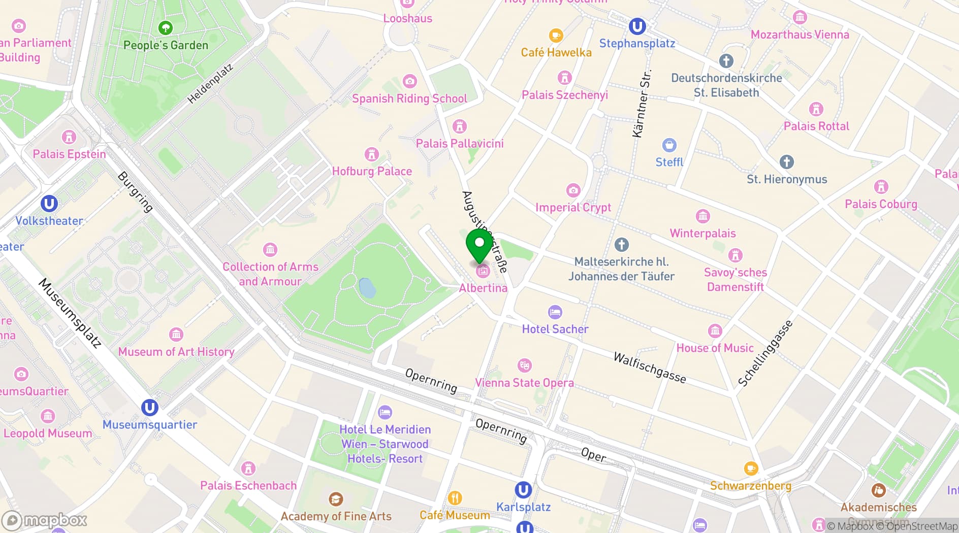 Map showing ALBERTINA Museum Vienna