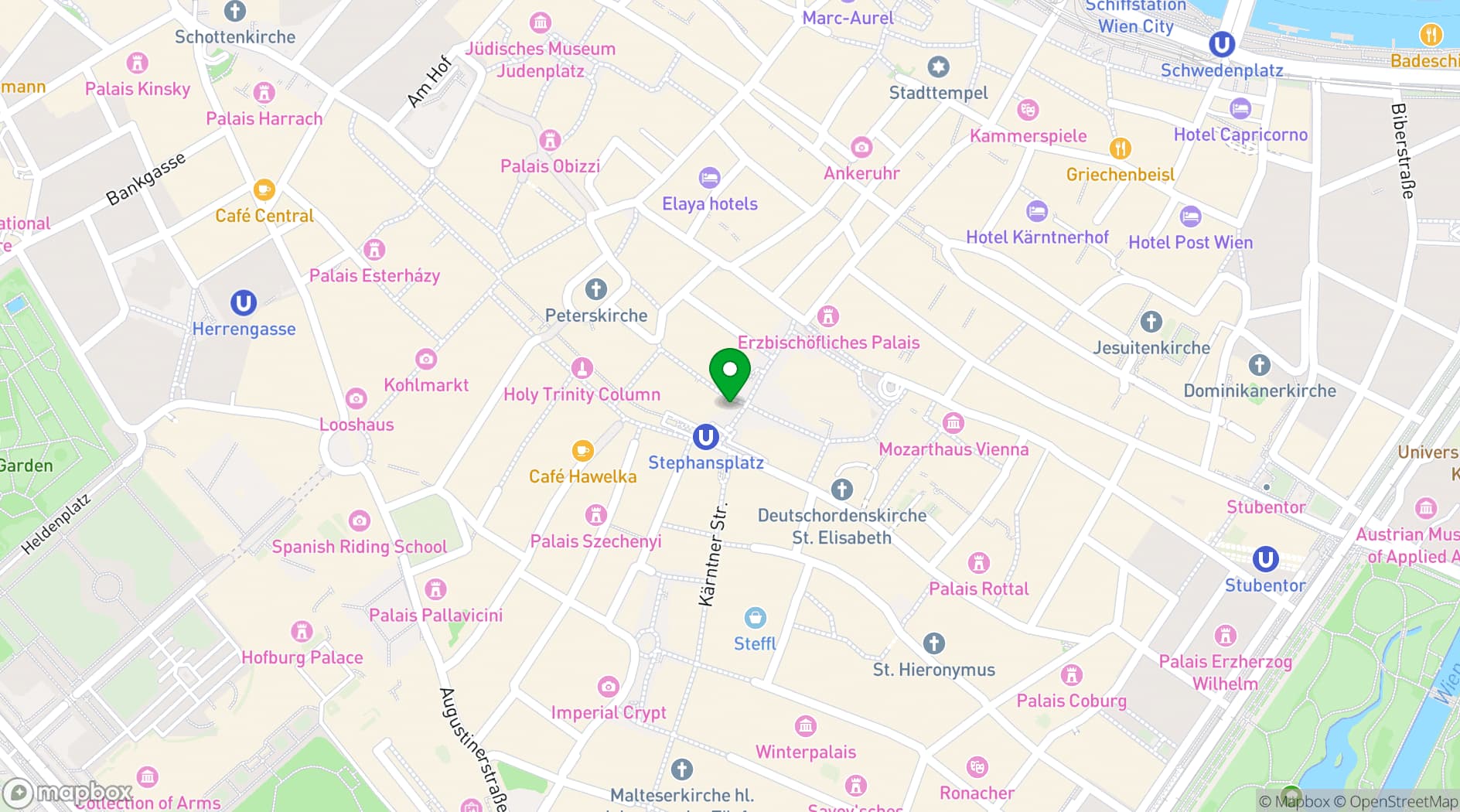 Map showing DO & CO Hotel Vienna