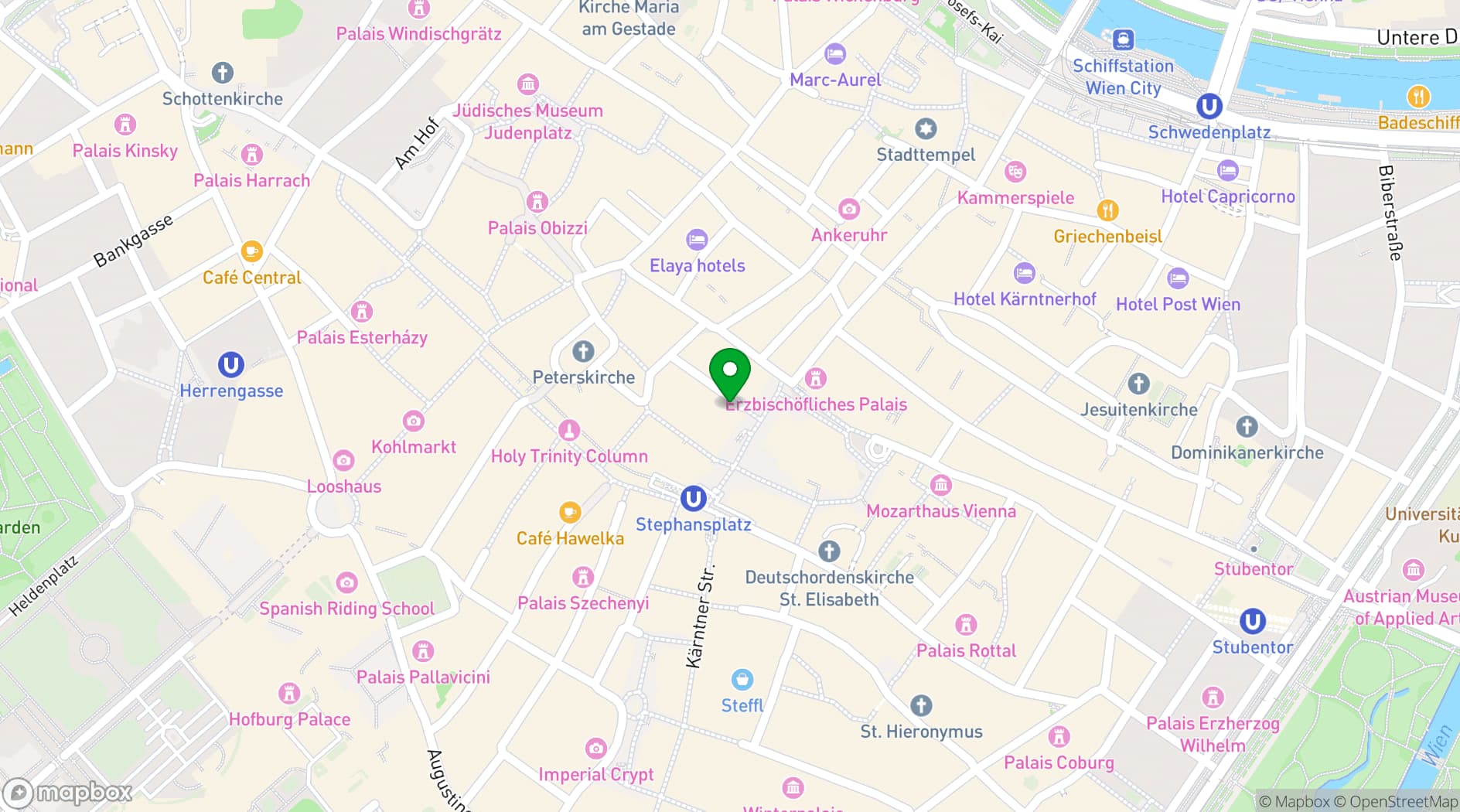 Map showing Boutique Hotel Am Stephansplatz Wien