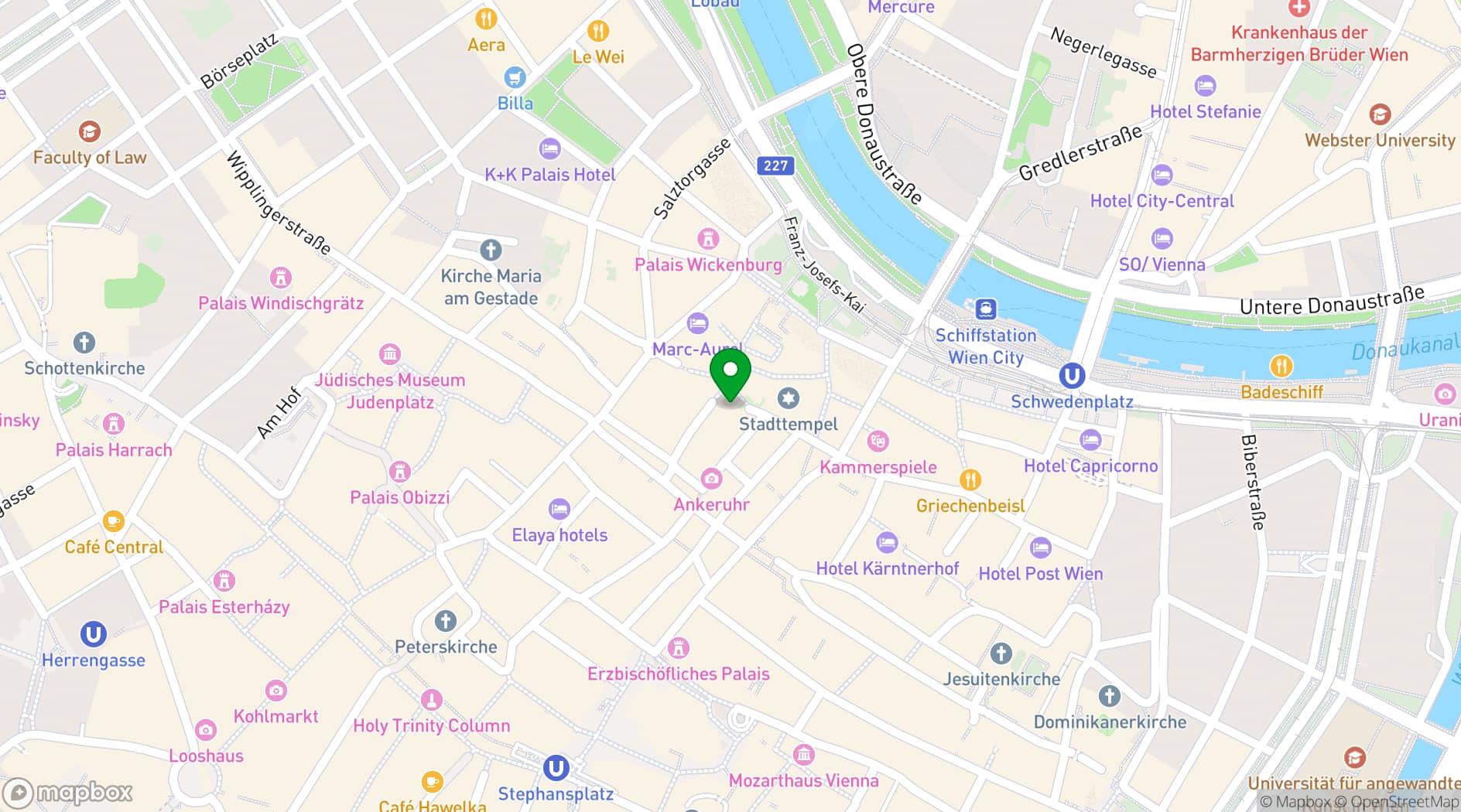 Map showing Mercure Boutique Hotel Vienna First