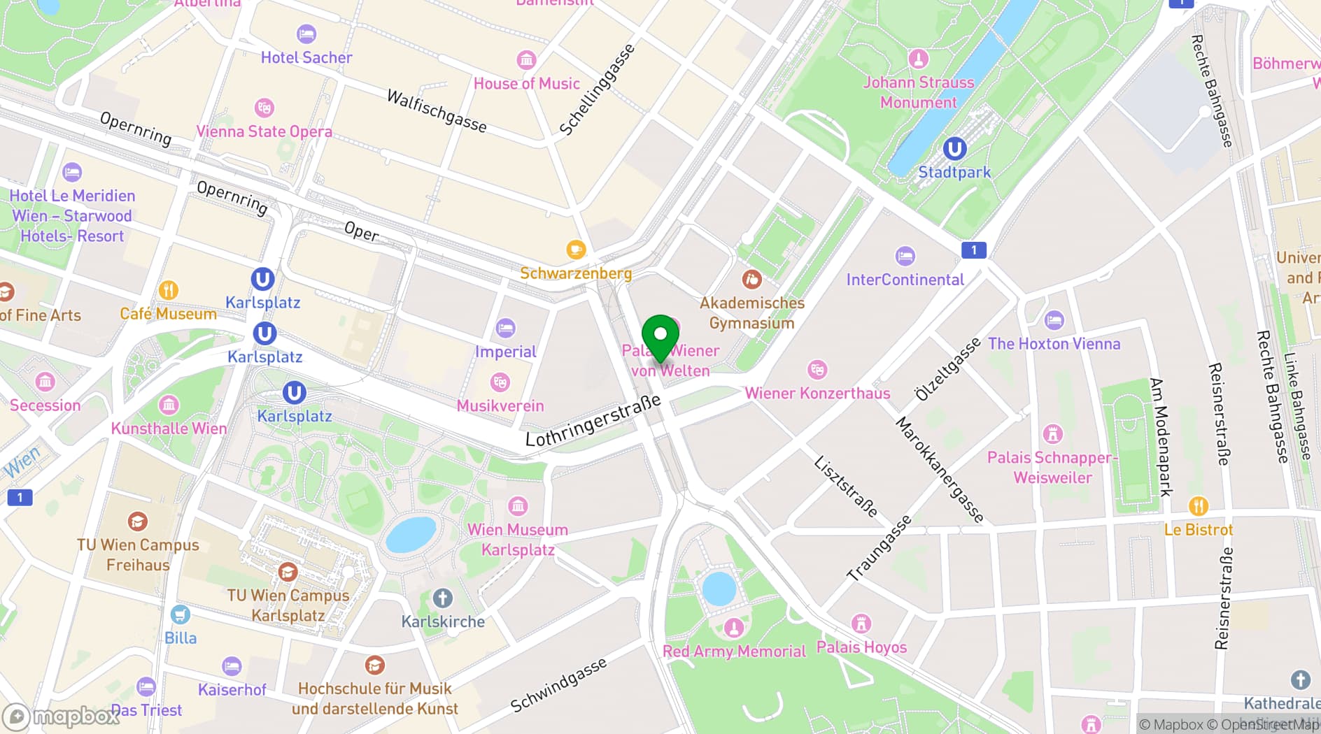 Map showing Palais Berg