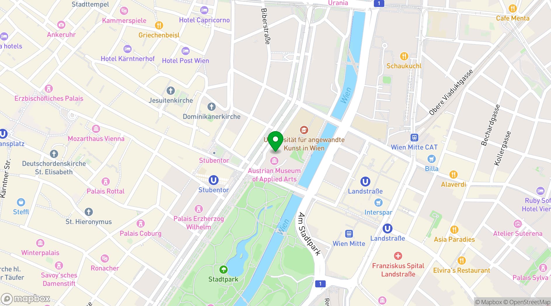 Map showing MAK – Museum of Applied Arts