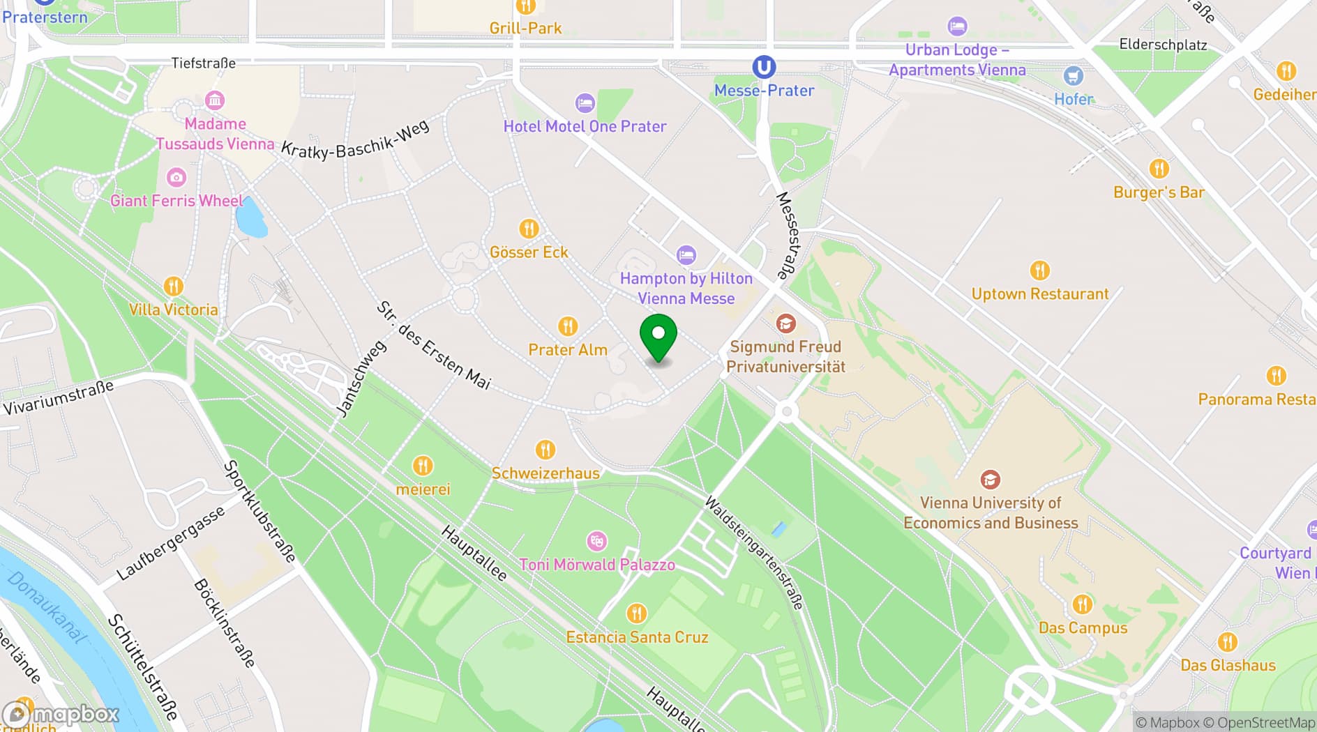 Map showing MIRAGE - The event location in Vienna's Prater