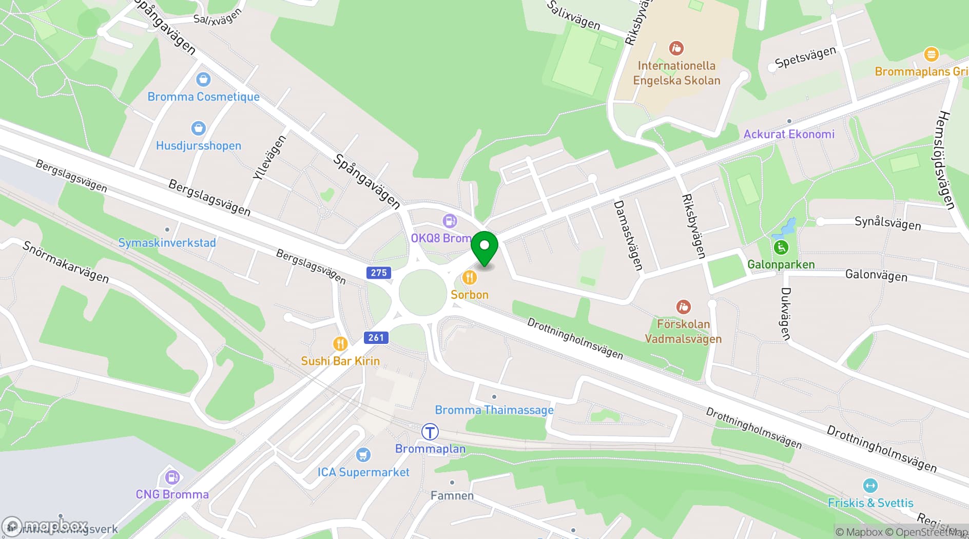 Map showing First Hotel Brommaplan