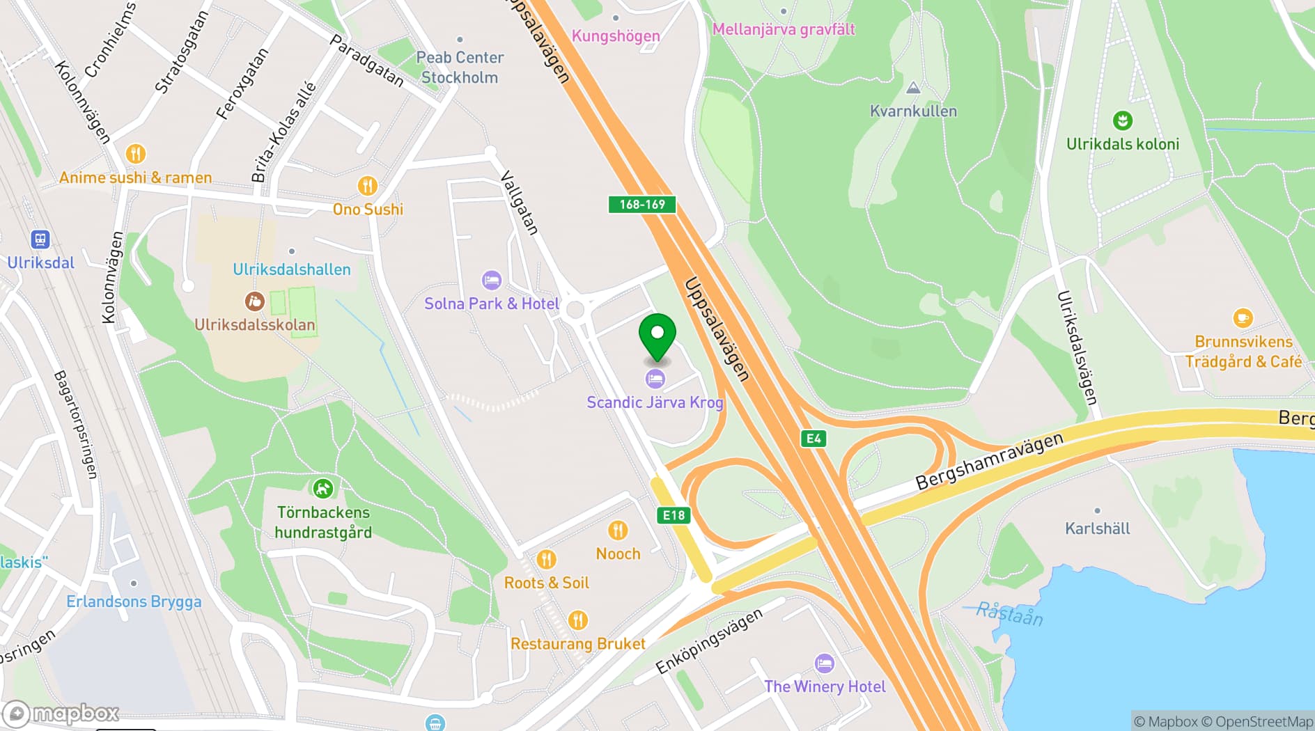 Map showing Scandic Järva Krog